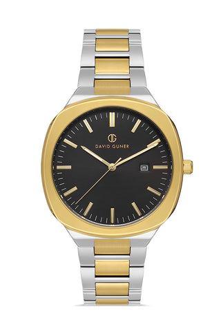 DAVID GUNER SARI BEYAZ KAPLAMALI SİYAH KADRANLI ERKEK KOL SAATİ - DG-8413GA-D2