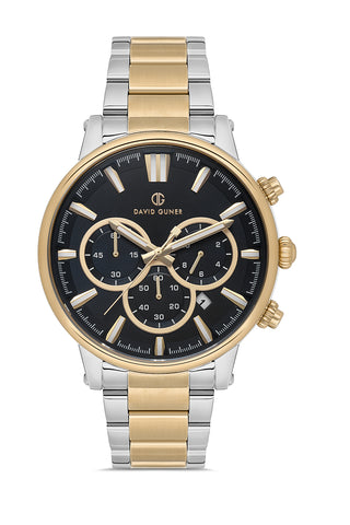 DAVID GUNER SARI BEYAZ KAPLAMALI SİYAH KADRANLI ERKEK KOL SAATİ - DG-8536GA-D2
