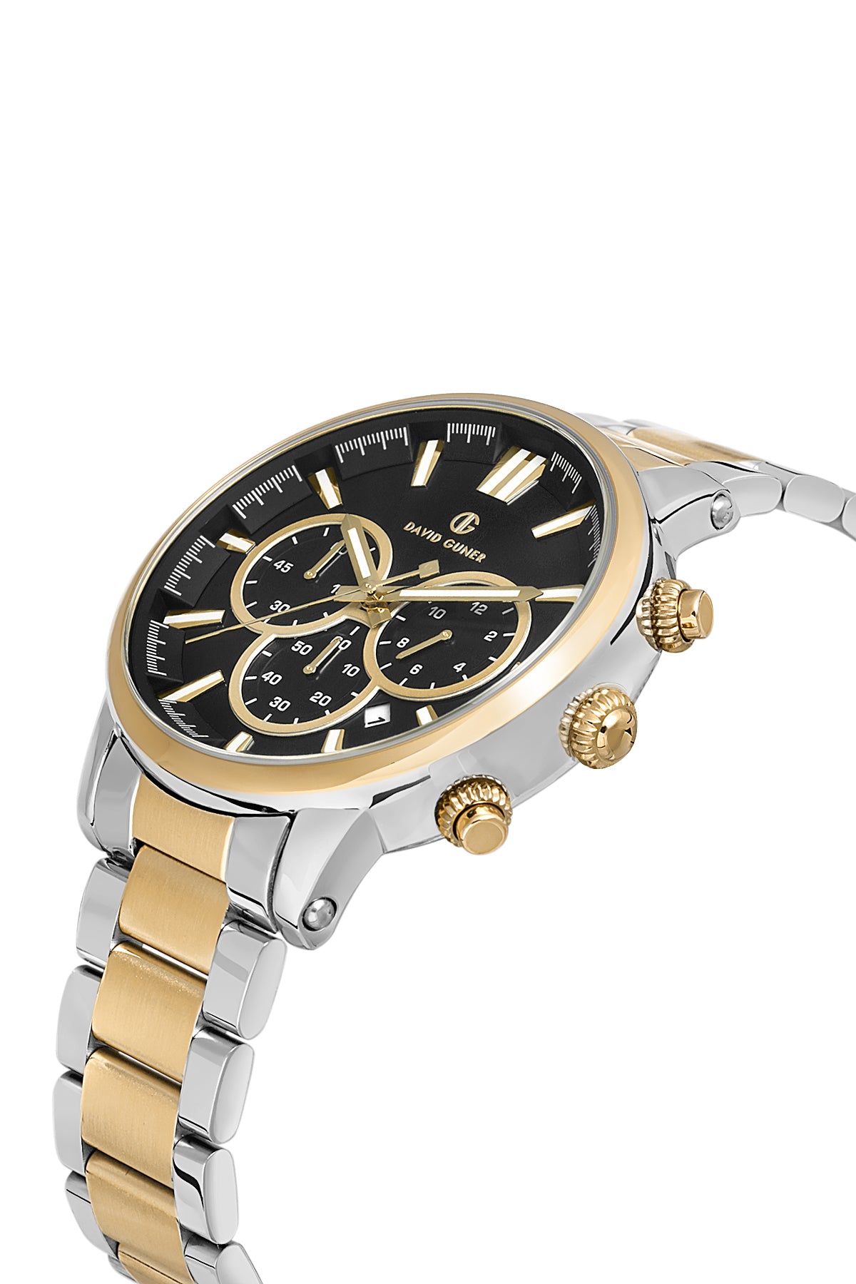 DAVID GUNER SARI BEYAZ KAPLAMALI SİYAH KADRANLI ERKEK KOL SAATİ - DG-8536GA-D2