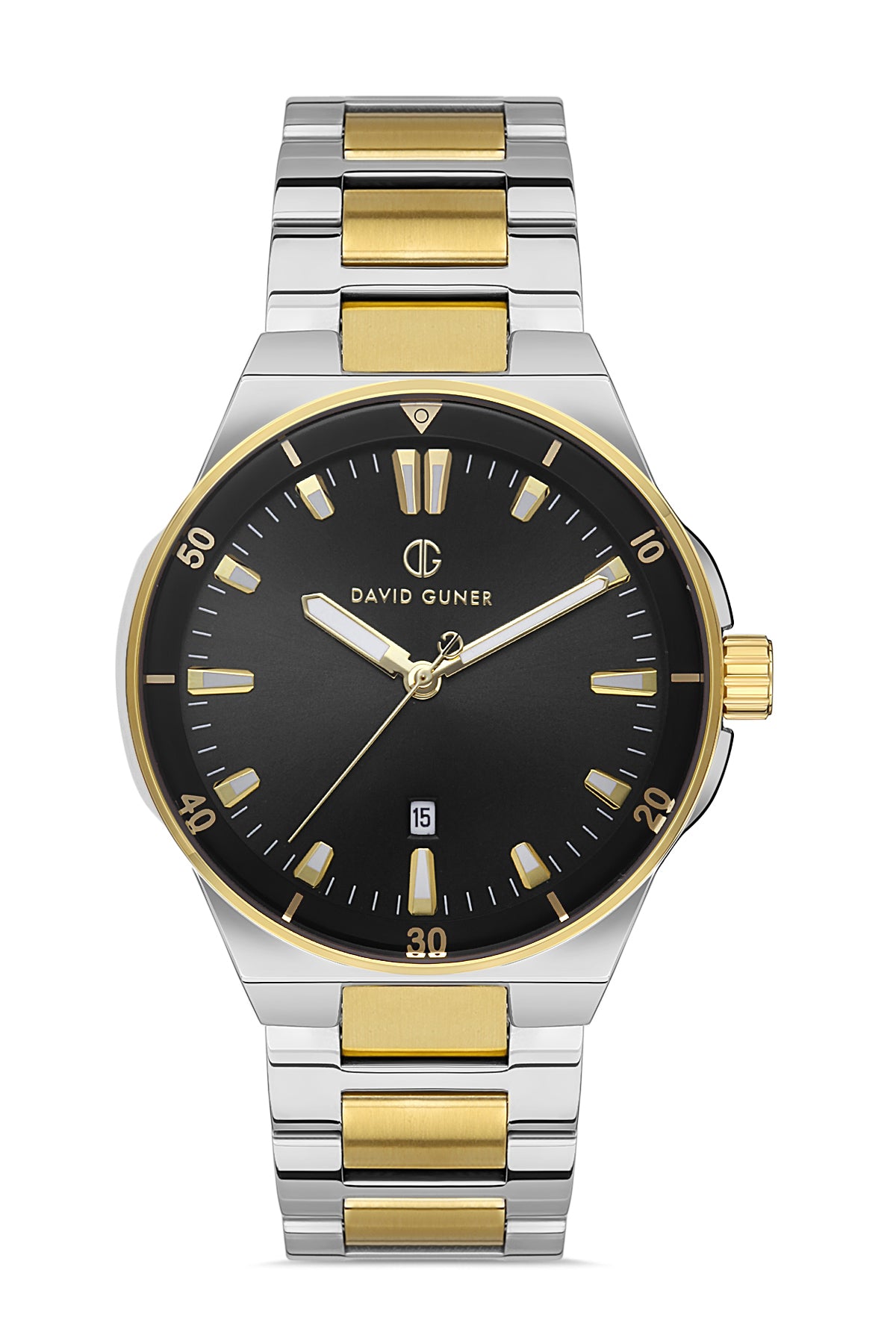 DAVID GUNER Siyah Kadranlı Sarı Gümüş Kaplamalı Erkek Kol Saati - DG-8342GA-D2