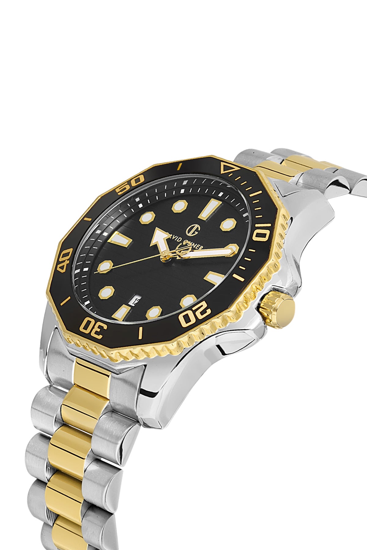 DAVID GUNER SARI BEYAZ KAPLAMALI SİYAH KADRANLI ERKEK KOL SAATİ - DG-8394GA-D2