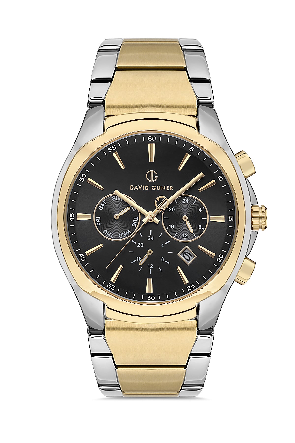 DAVID GUNER SARI BEYAZ KAPLAMALI SİYAH KADRANLI ERKEK KOL SAATİ - DG-8395GA-D2