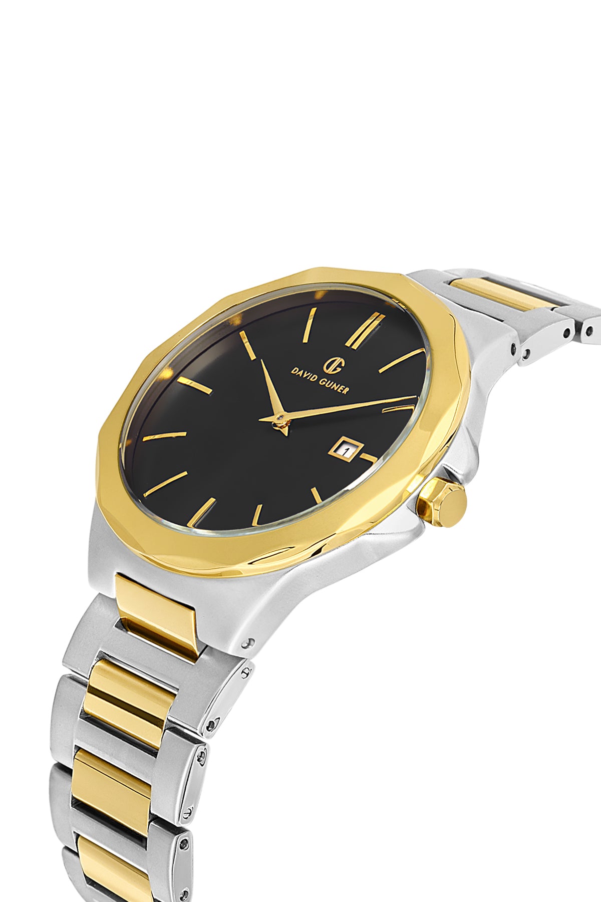 DAVID GUNER Siyah Kadranlı Sarı Gümüş Kaplamalı Takvimli Erkek Kol Saati - DG-8421GA-D2