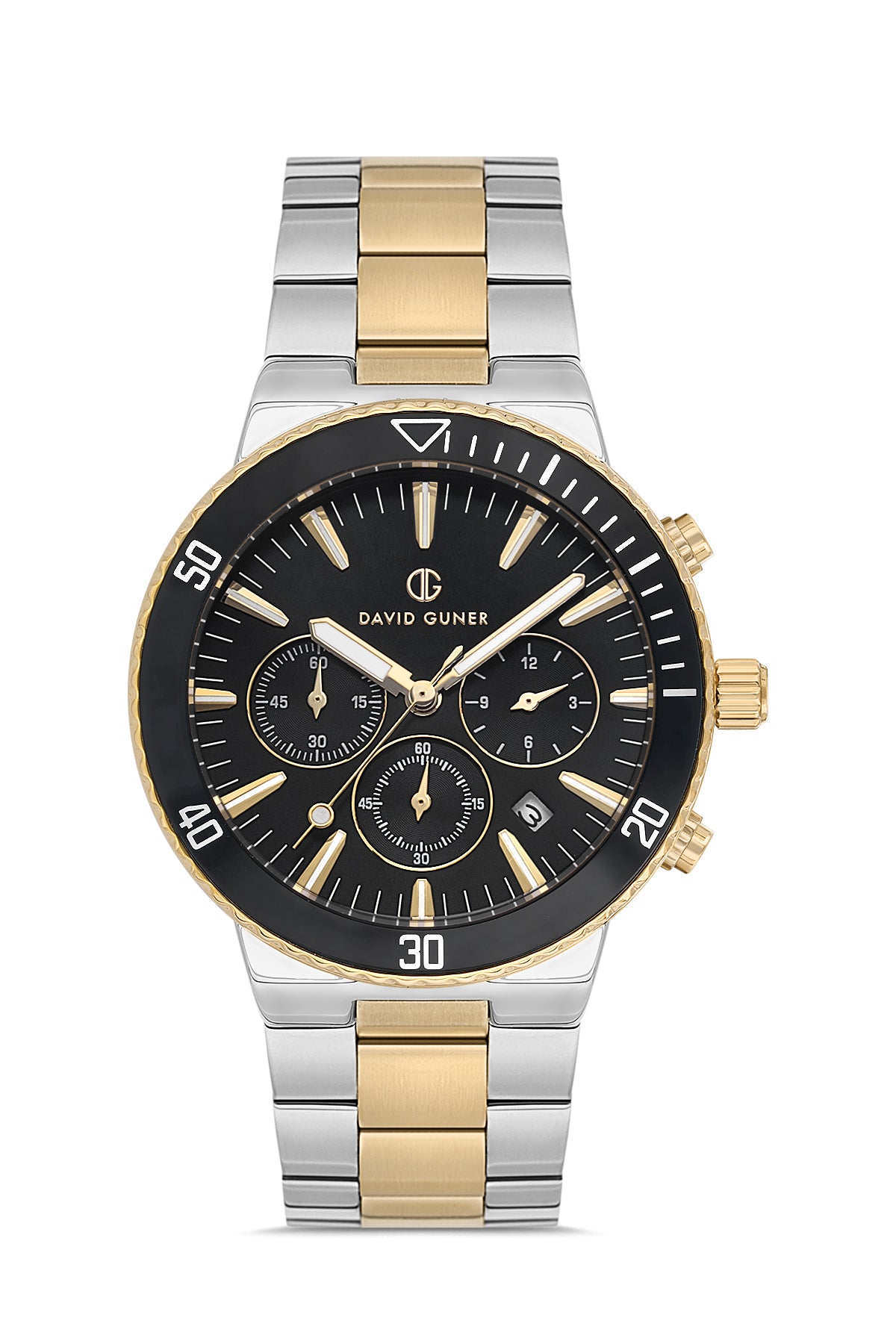DAVID GUNER Siyah Kadranlı Bicolar Kaplamalı Erkek Kol Saati - DG-8524GA-D2