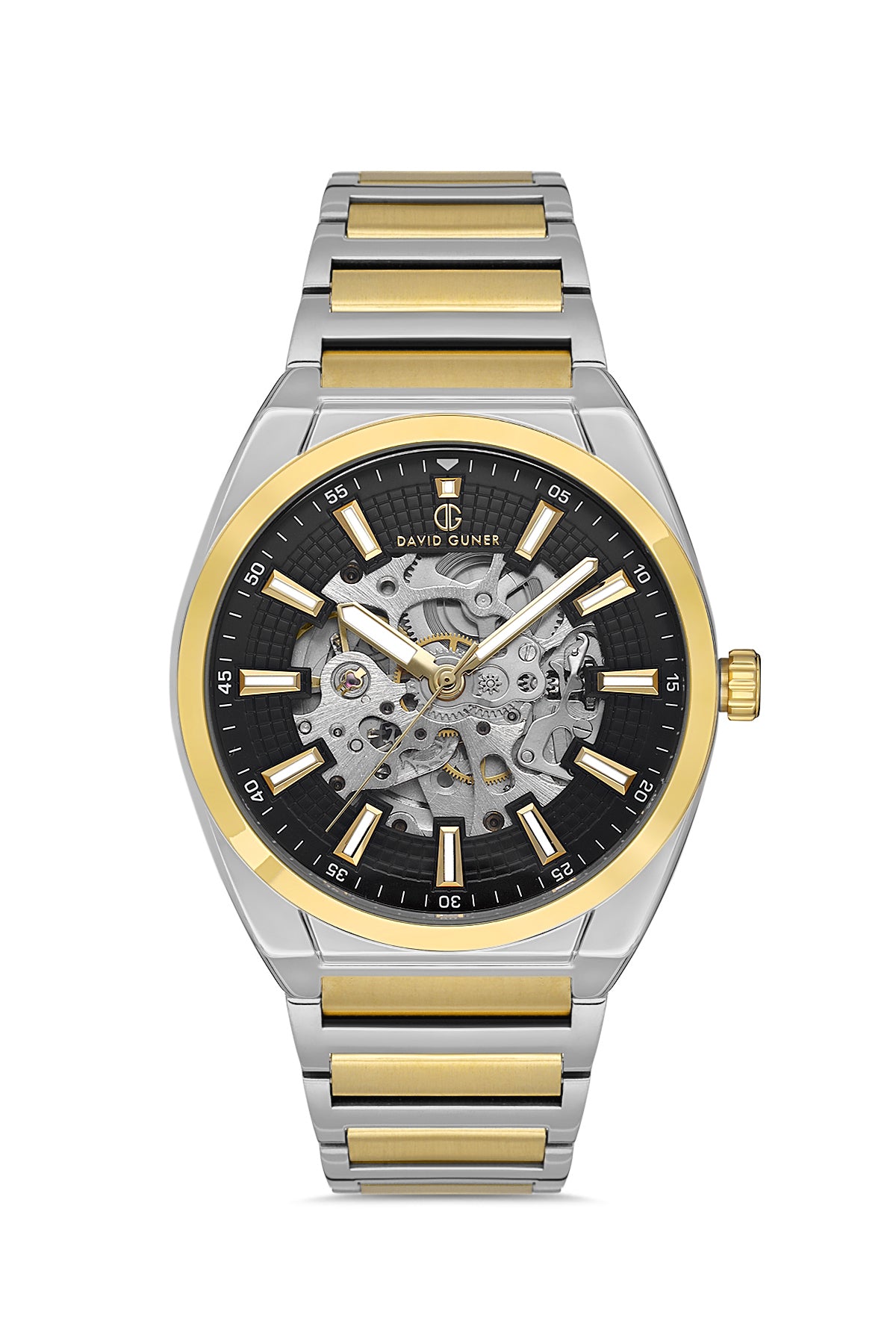 DAVID GUNER SARI BEYAZ KAPLAMALI SİYAH KADRANLI ERKEK KOL SAATİ DG-8653GA-D2