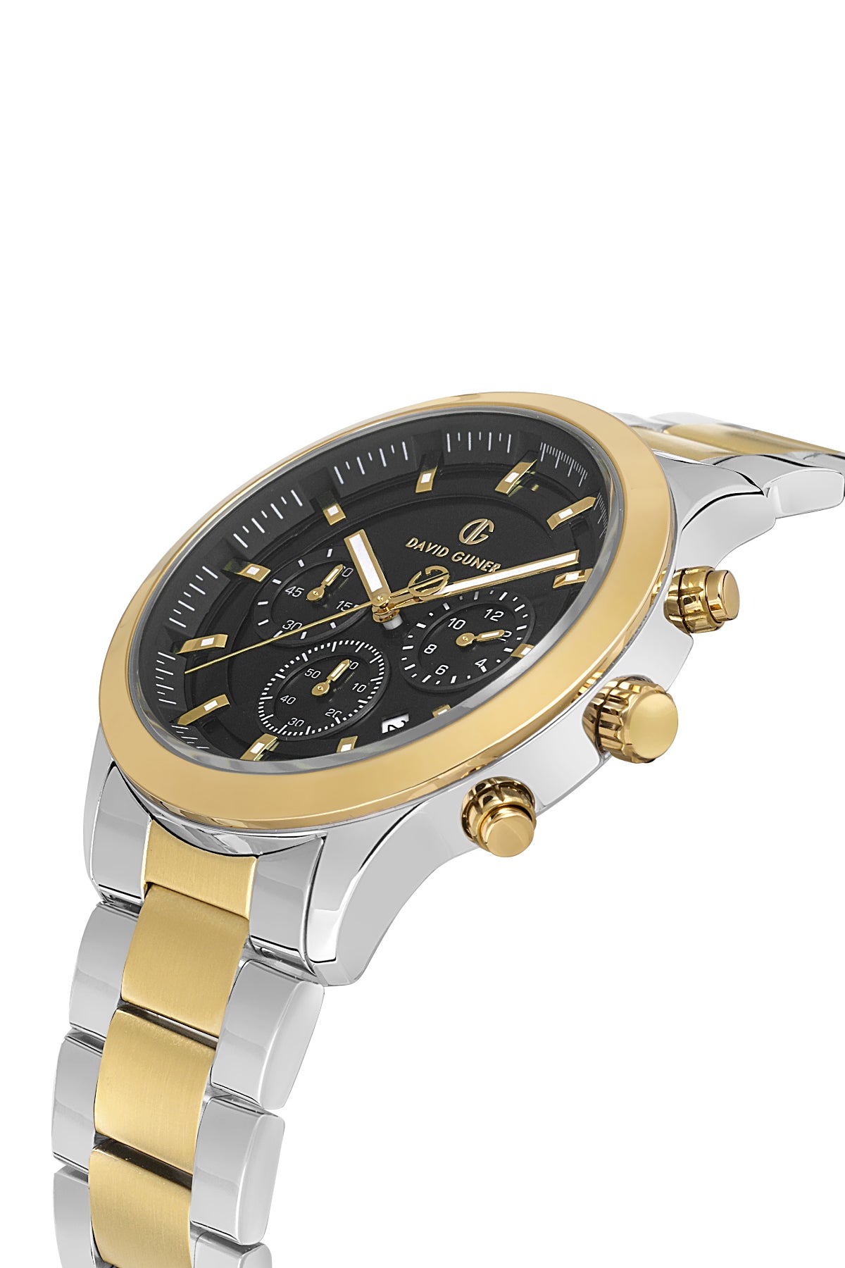 DAVID GUNER Siyah Kadranlı Sarı Beyaz Kaplamalı Erkek Kol Saati - DG-8673GA-D2