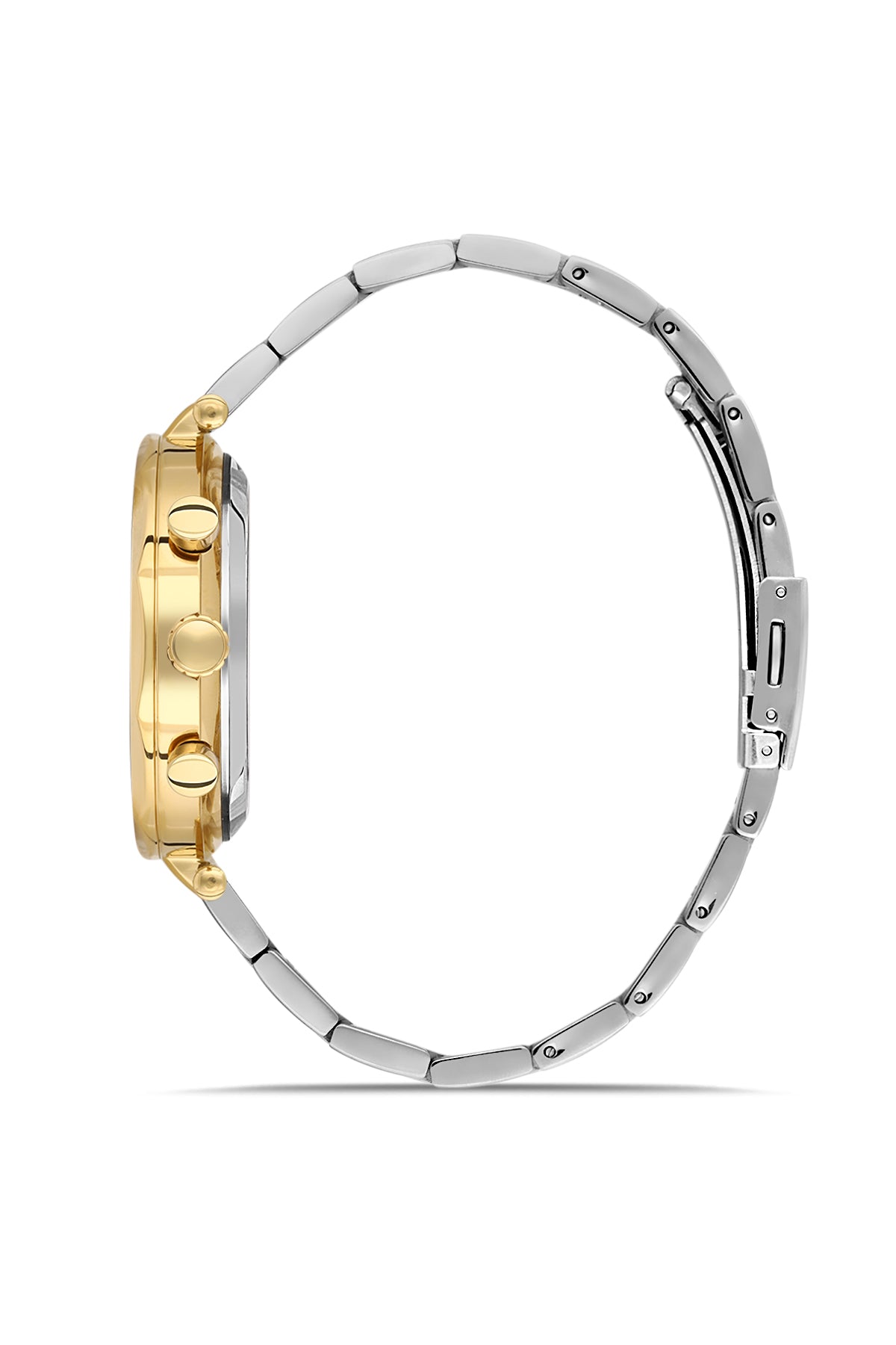 DAVID GUNER Sarı Beyaz Kaplama Siyah Kadranlı Multi Fonksiyonlu Paslanmaz Masif Çelik Erkek Kol Saati - DG-8693GA-D2