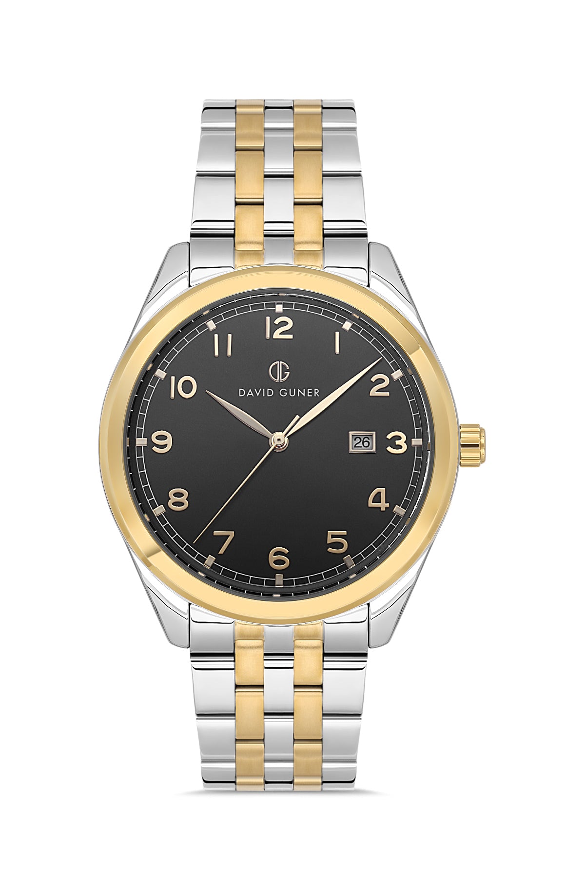 DAVID GUNER SARI BEYAZ KAPLAMALI SİYAH KADRANLI ERKEK KOL SAATİ - DG-8733GA-D2