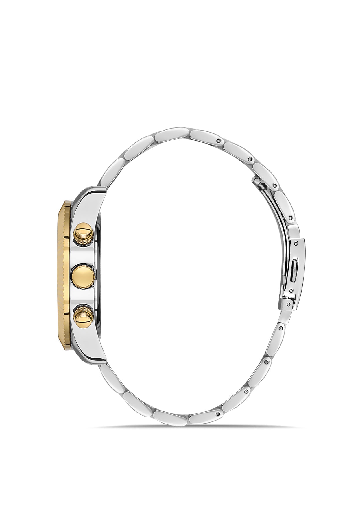 DAVID GUNER Sarı Beyaz Kaplamalı Siyah Kadranlı Multi Fonksiyonlu Erkek Kol Saati