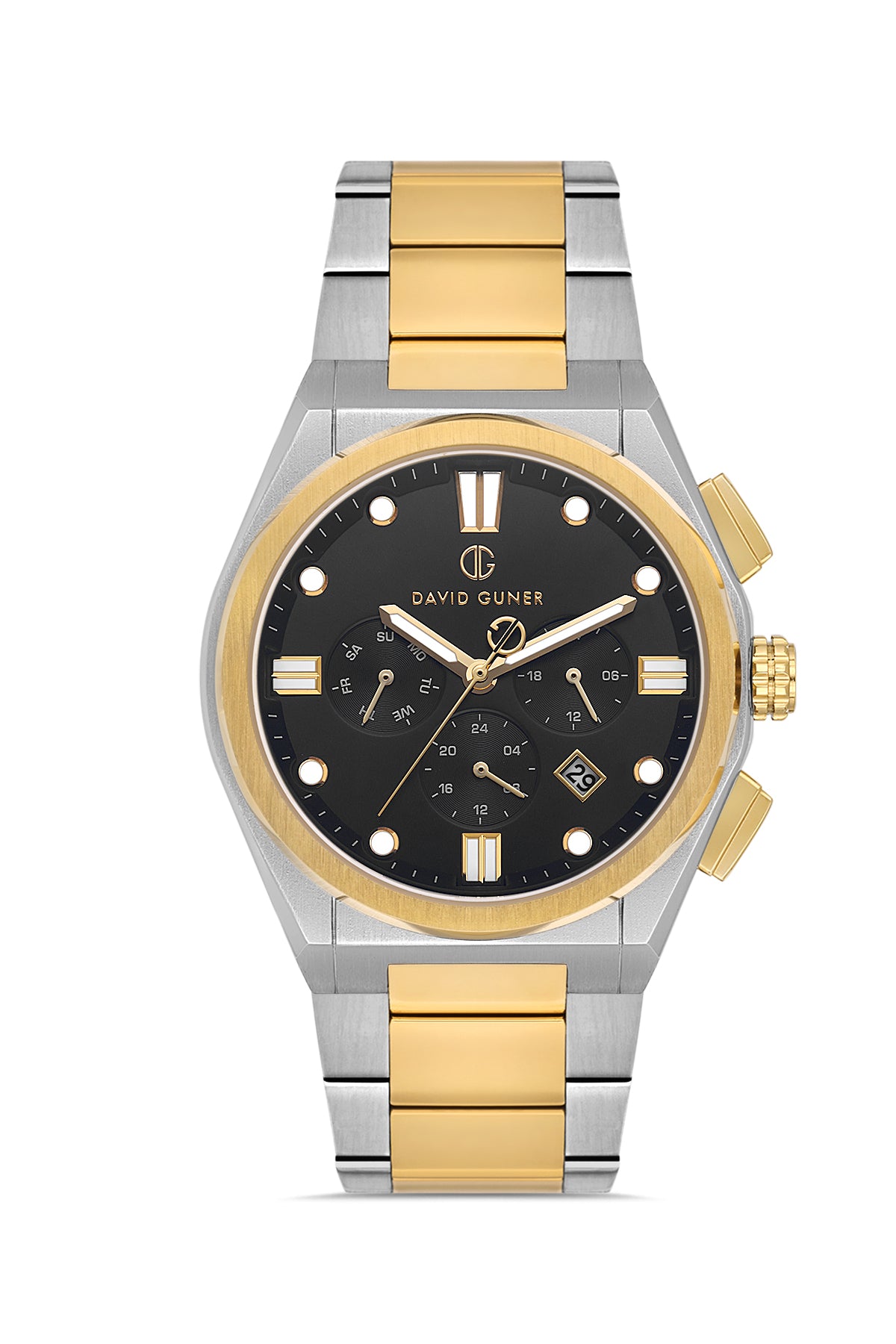 DAVID GUNER Sarı Beyaz Renk Kadranlı Multi Fonksiyon Erkek Kol Saati