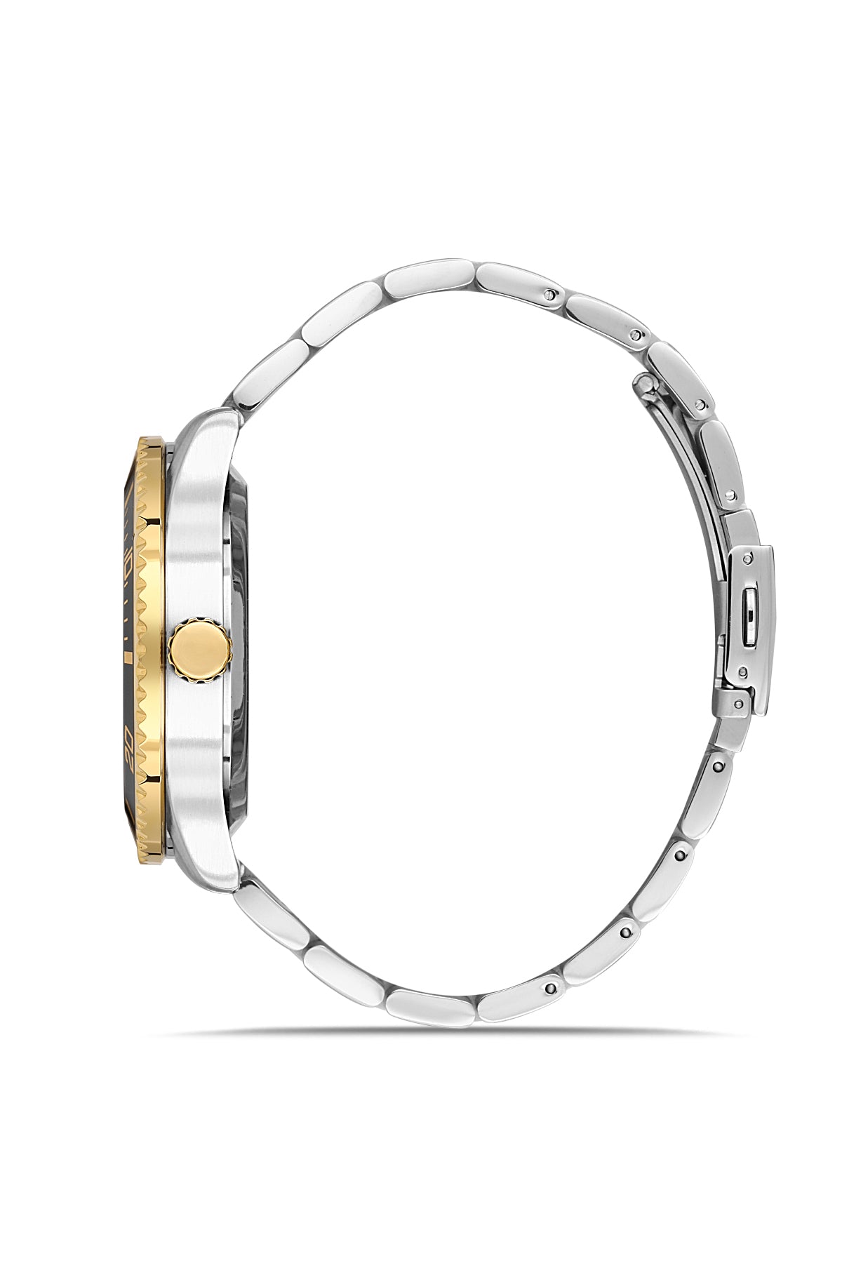 DAVID GUNER Sarı Beyaz Kaplama Siyah Kadranlı Multi Fonksiyonlu Erkek Kol Saati - DG-8851GA-D2