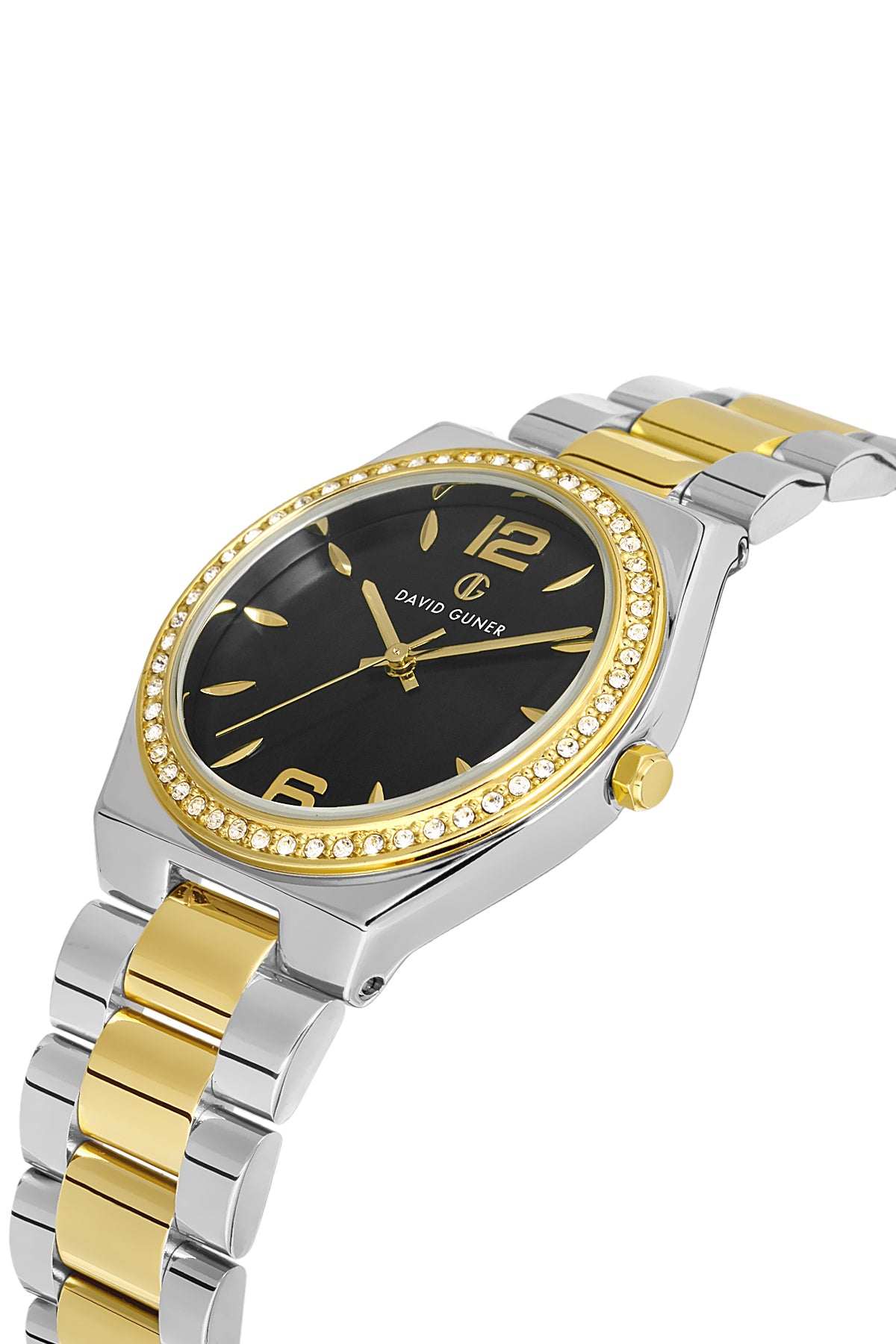DAVID GUNER SARI BEYAZ KAPLAMALI SİYAH KADRANLI KADIN KOL SAATİ DG-8472LA-D2