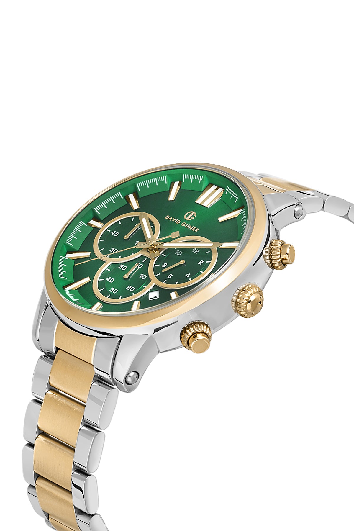 DAVID GUNER SARI BEYAZ KAPLAMALI YEŞİL KADRANLI ERKEK KOL SAATİ DG-8536GA-D10