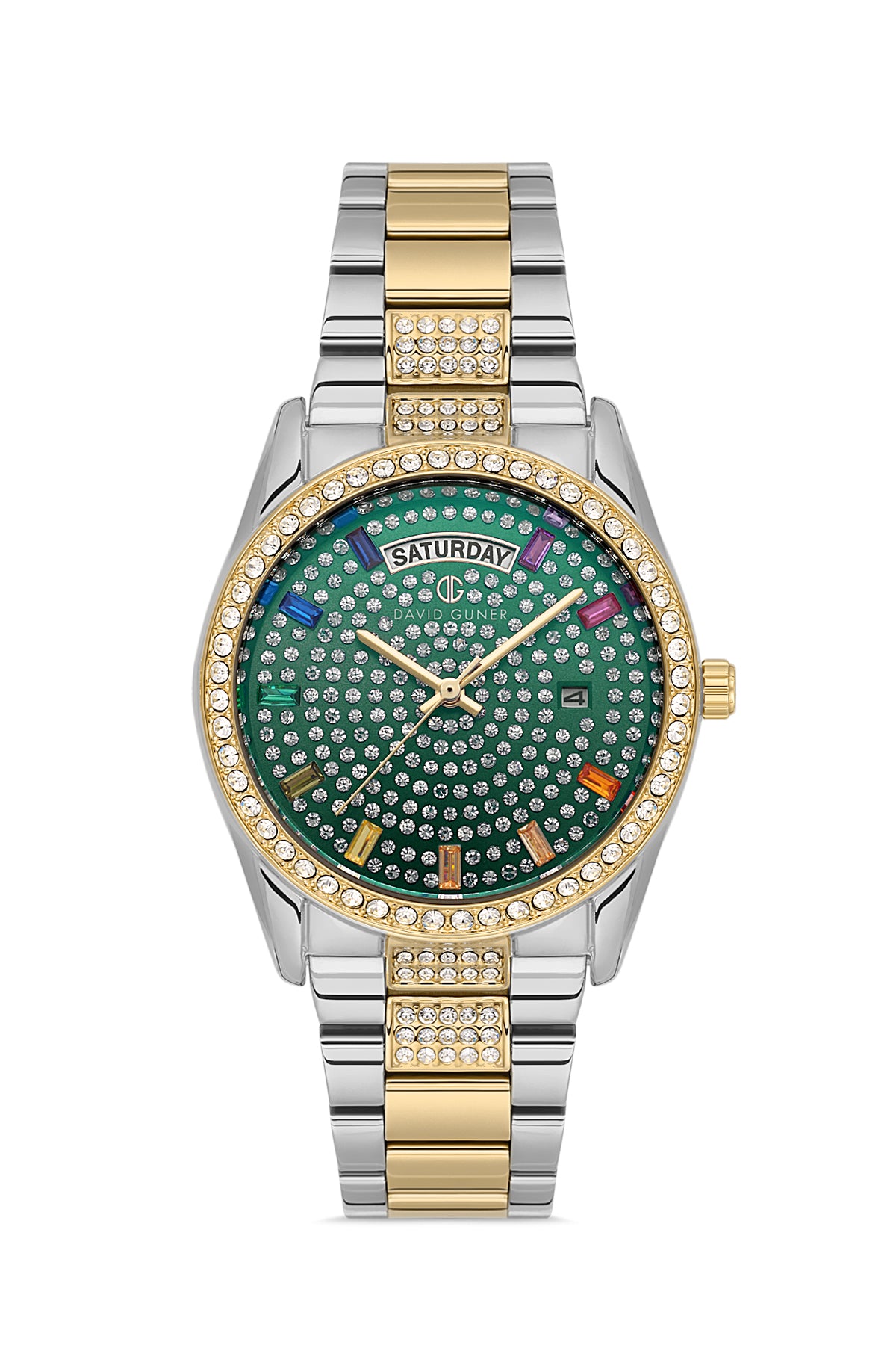 DAVID GUNER SARI BEYAZ KAPLAMALI YEŞİL KADRANLI KADIN KOL SAATİ DG-8703LA-D10