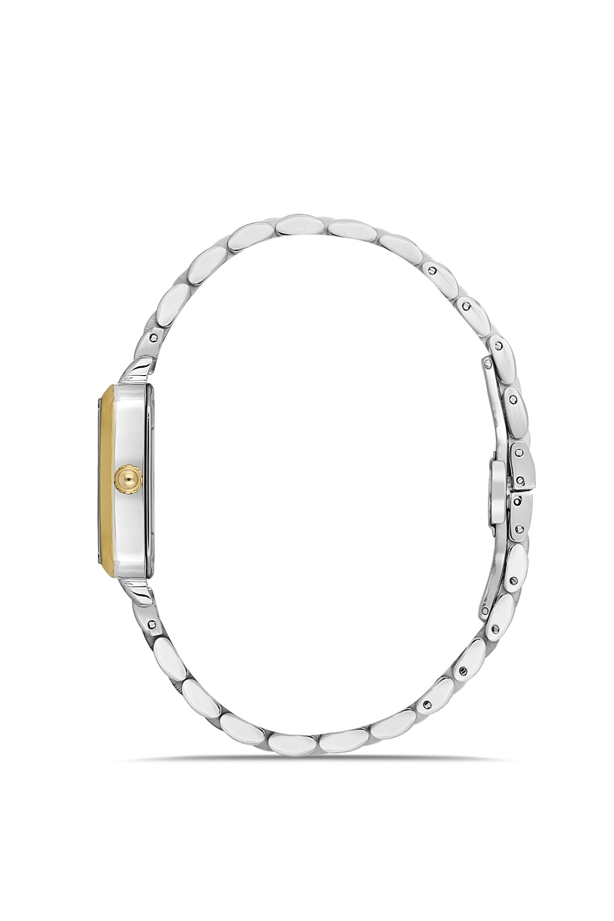 DAVID GUNER Yeşil Kadranlı Sarı Beyaz Kaplama Paslanmaz Masif Çelik Kordonlu Düz Kadın Kol Saati