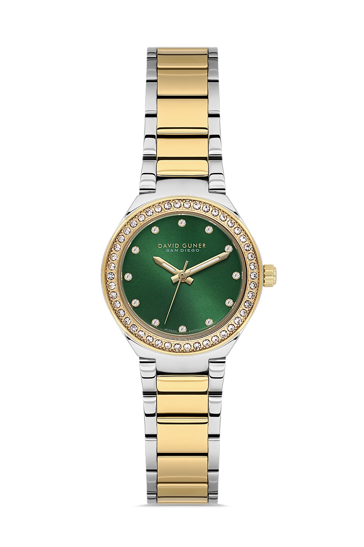 DAVID GUNER SARI BEYAZ KAPLAMALI YEŞİL KADRANLI KADIN KOL SAATİ DG-8868LA-D10