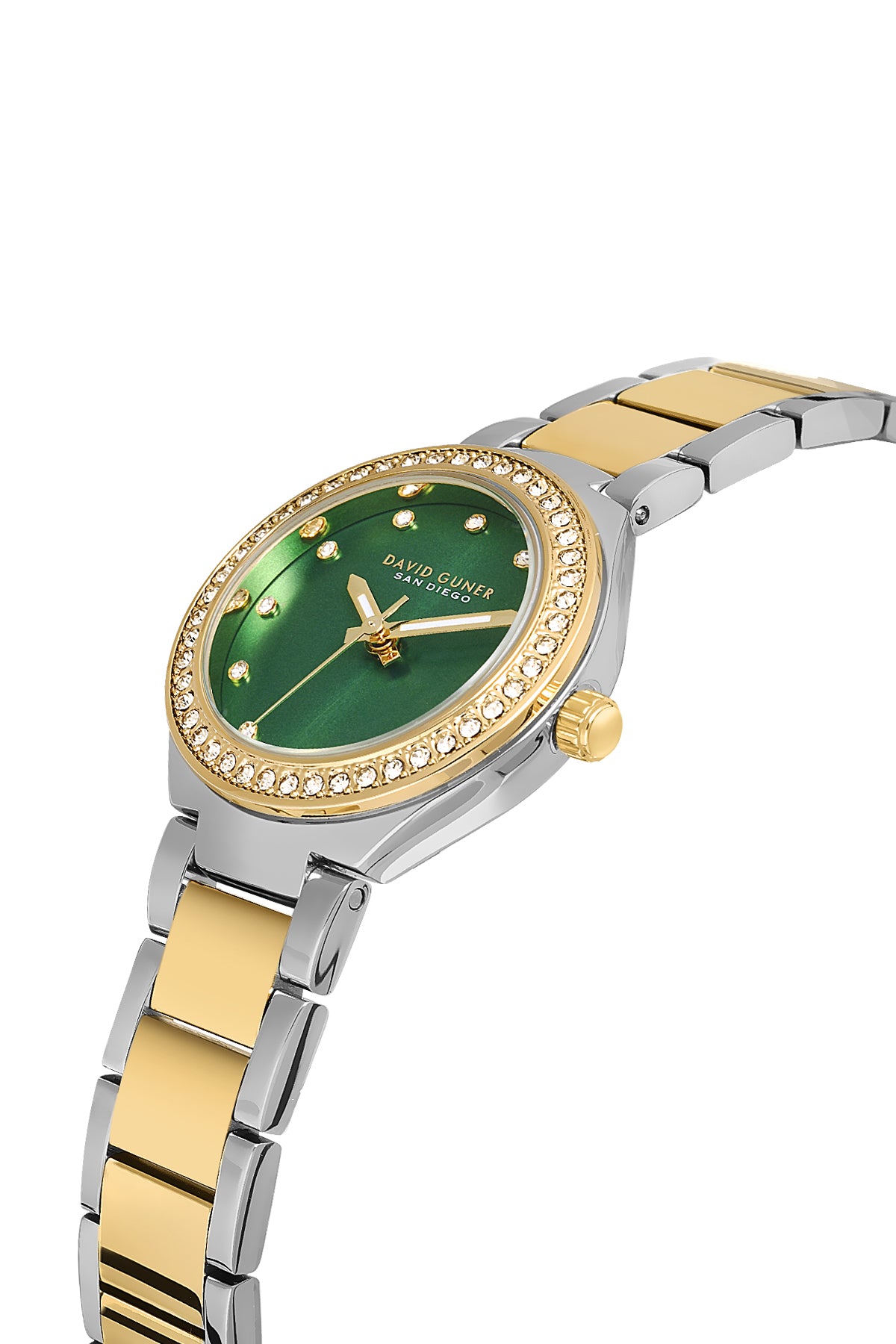 DAVID GUNER SARI BEYAZ KAPLAMALI YEŞİL KADRANLI KADIN KOL SAATİ DG-8868LA-D10