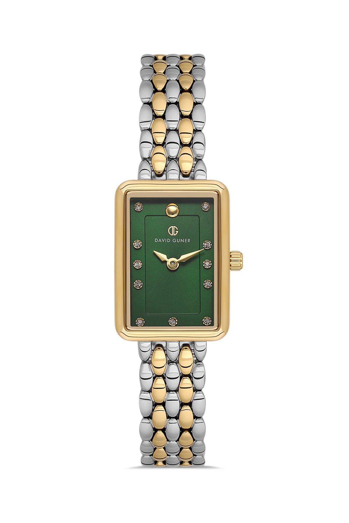 DAVID GUNER SARI BEYAZ KAPLAMALI YEŞİL KADRANLI KADIN KOL SAATİ DG-8882LA-D10