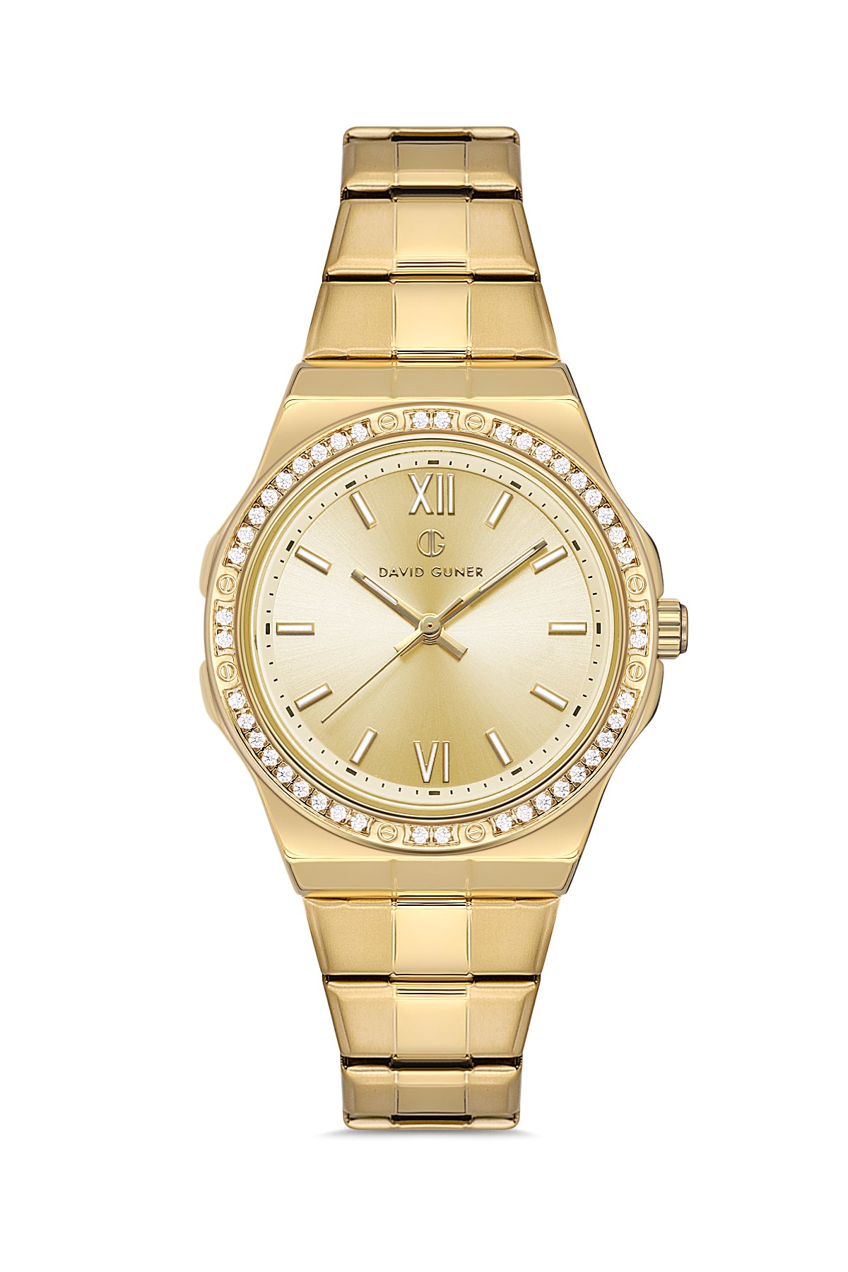 DAVID GUNER Yellow Dial Yellow Coated Stone Women's Watch