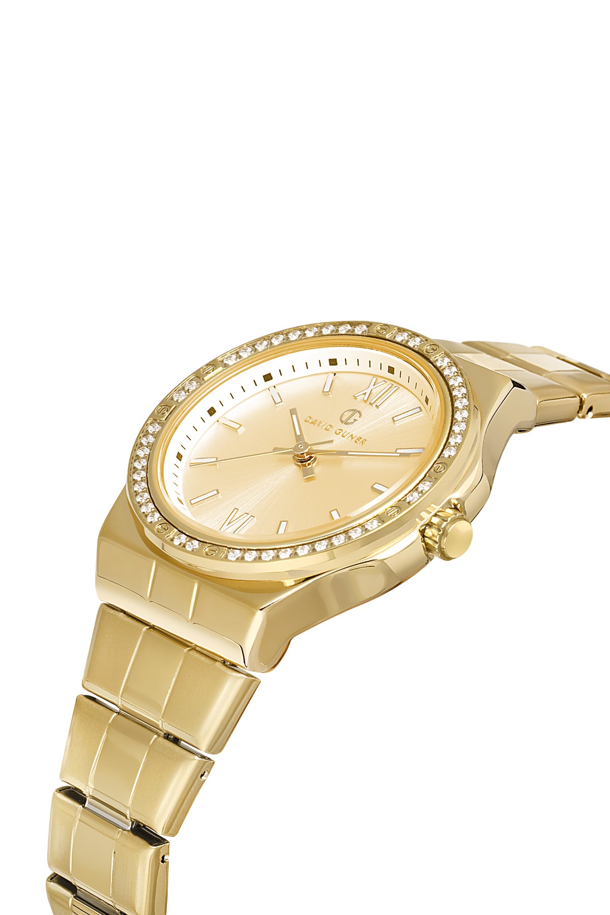 DAVID GUNER Yellow Dial Yellow Coated Stone Women's Watch