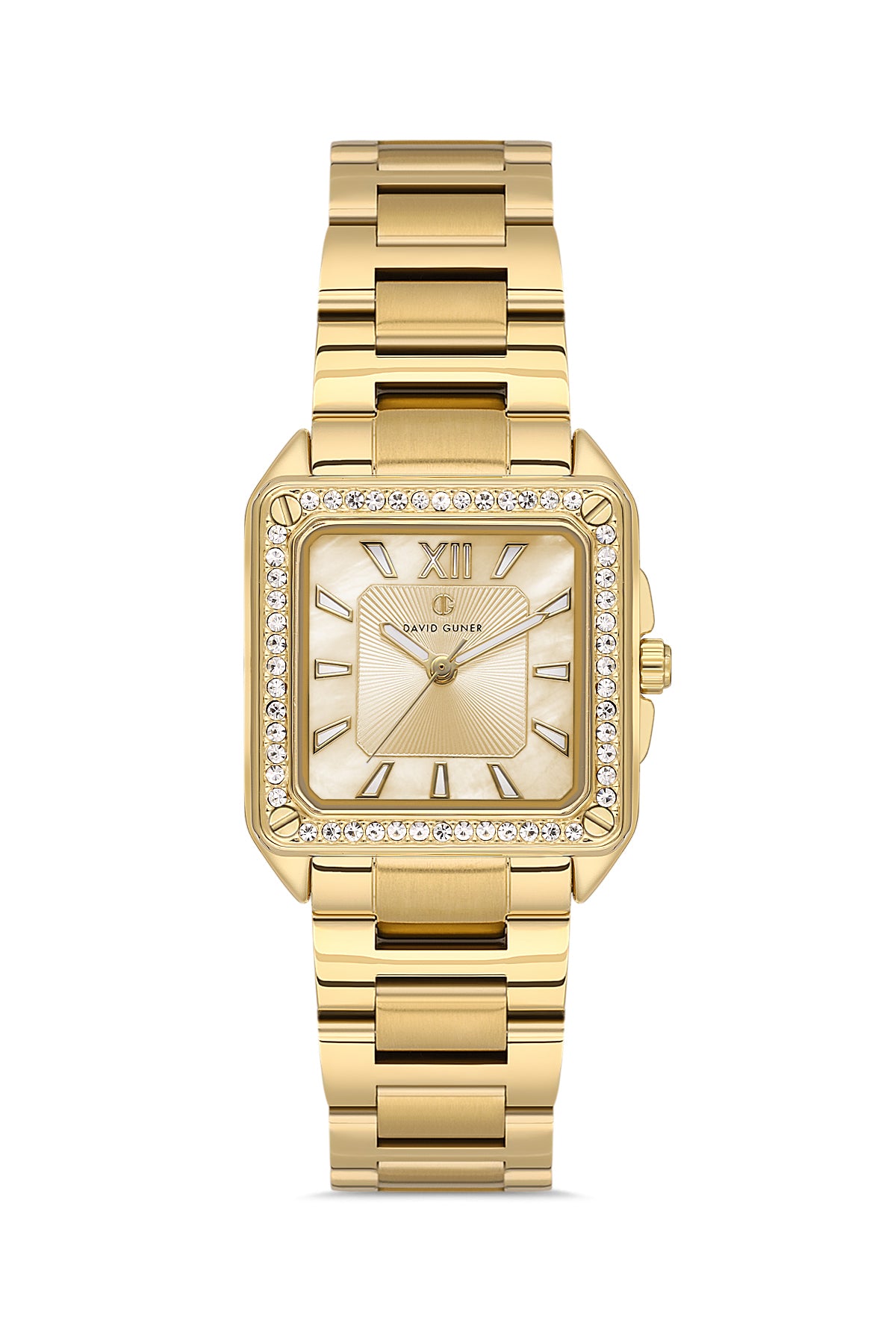 DAVID GUNER Sarı Kadranlı Sarı Kaplamalı Taşlı Kadın Kol Saati - DG-8669LA-B4