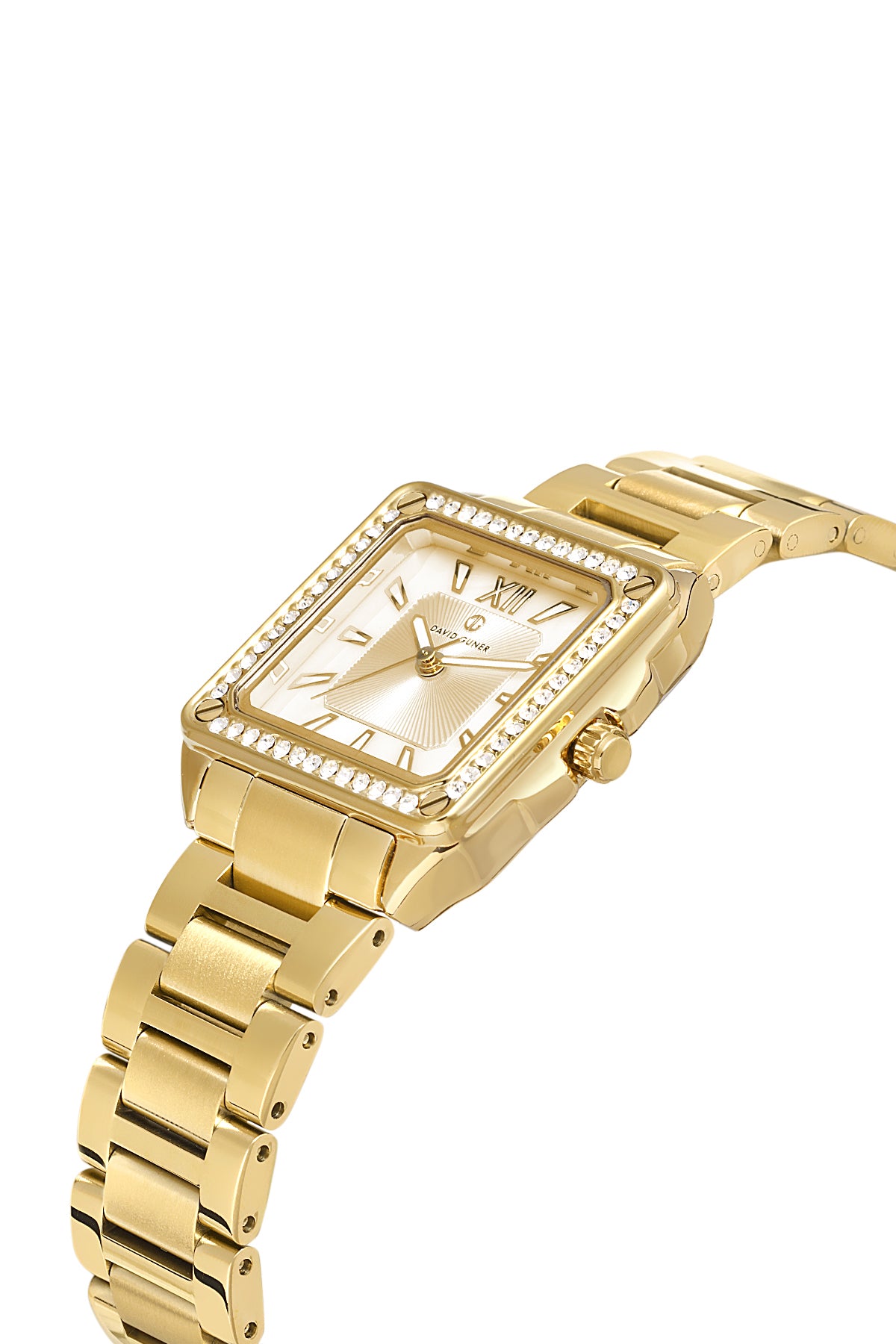 DAVID GUNER Sarı Kadranlı Sarı Kaplamalı Taşlı Kadın Kol Saati - DG-8669LA-B4