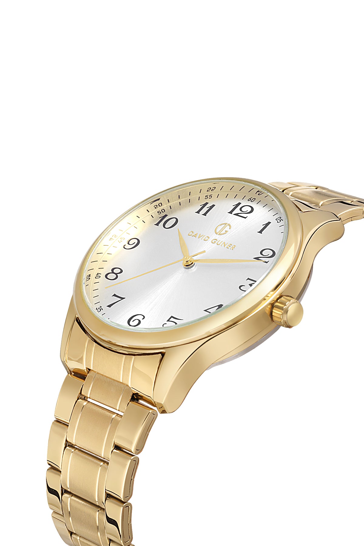 DAVID GUNER Sarı Kaplama Beyaz Kadranlı Paslanmaz Masif Çelik Erkek Kol Saati - DG-8716GA-B1