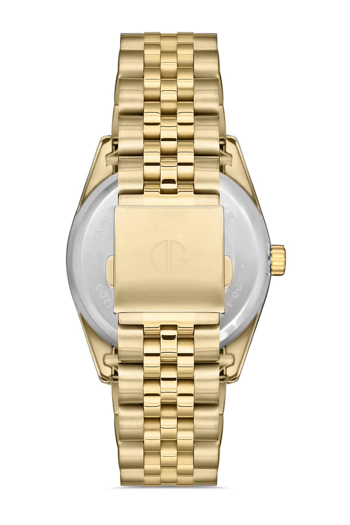 DAVID GUNER Sarı Kaplama Beyaz Kadranlı Roma Rakamlı Takvimli Paslanmaz Masif Çelik Erkek Kol Saati - DG-8085GA-B1