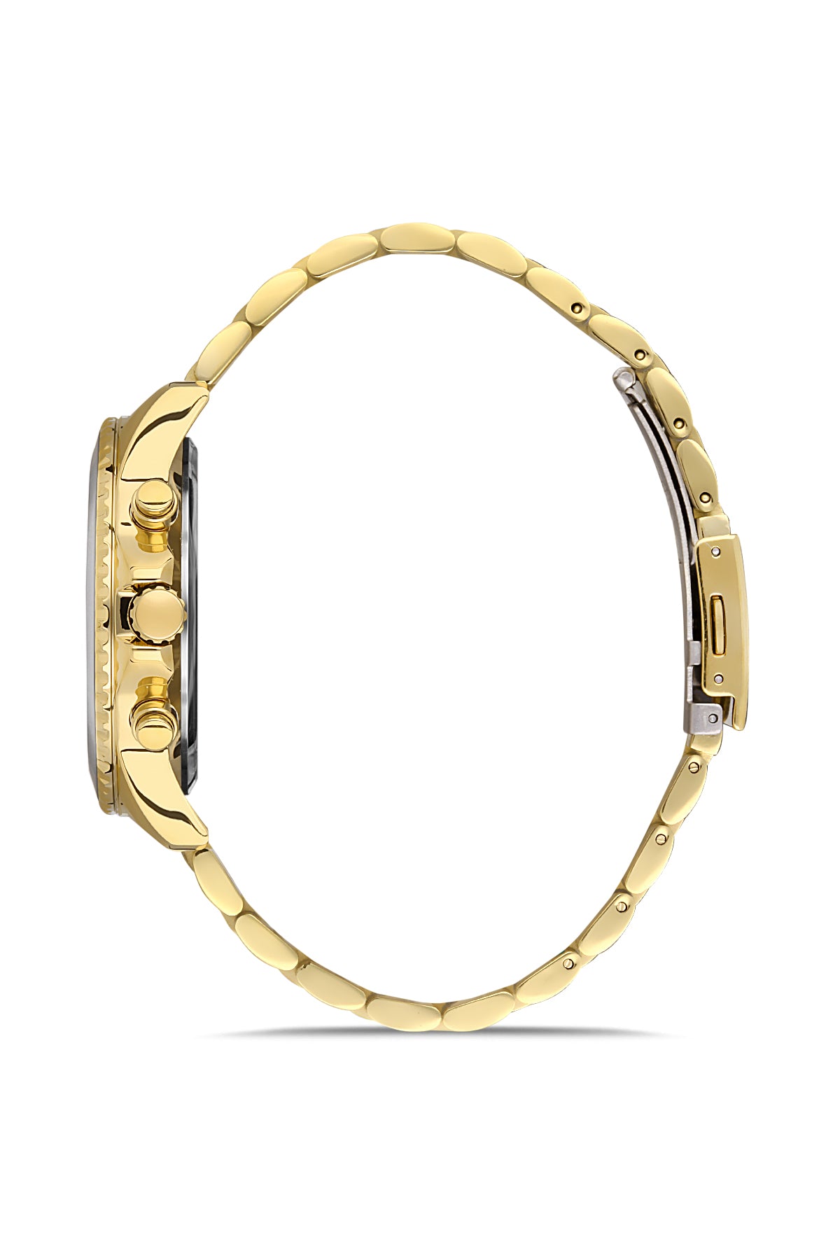 DAVID GUNER Sarı Kaplama Siyah Kadranlı Multi Fonksiyonlu Paslanmaz Masif Çelik Erkek Kol Saati - DG-8243GA-B2