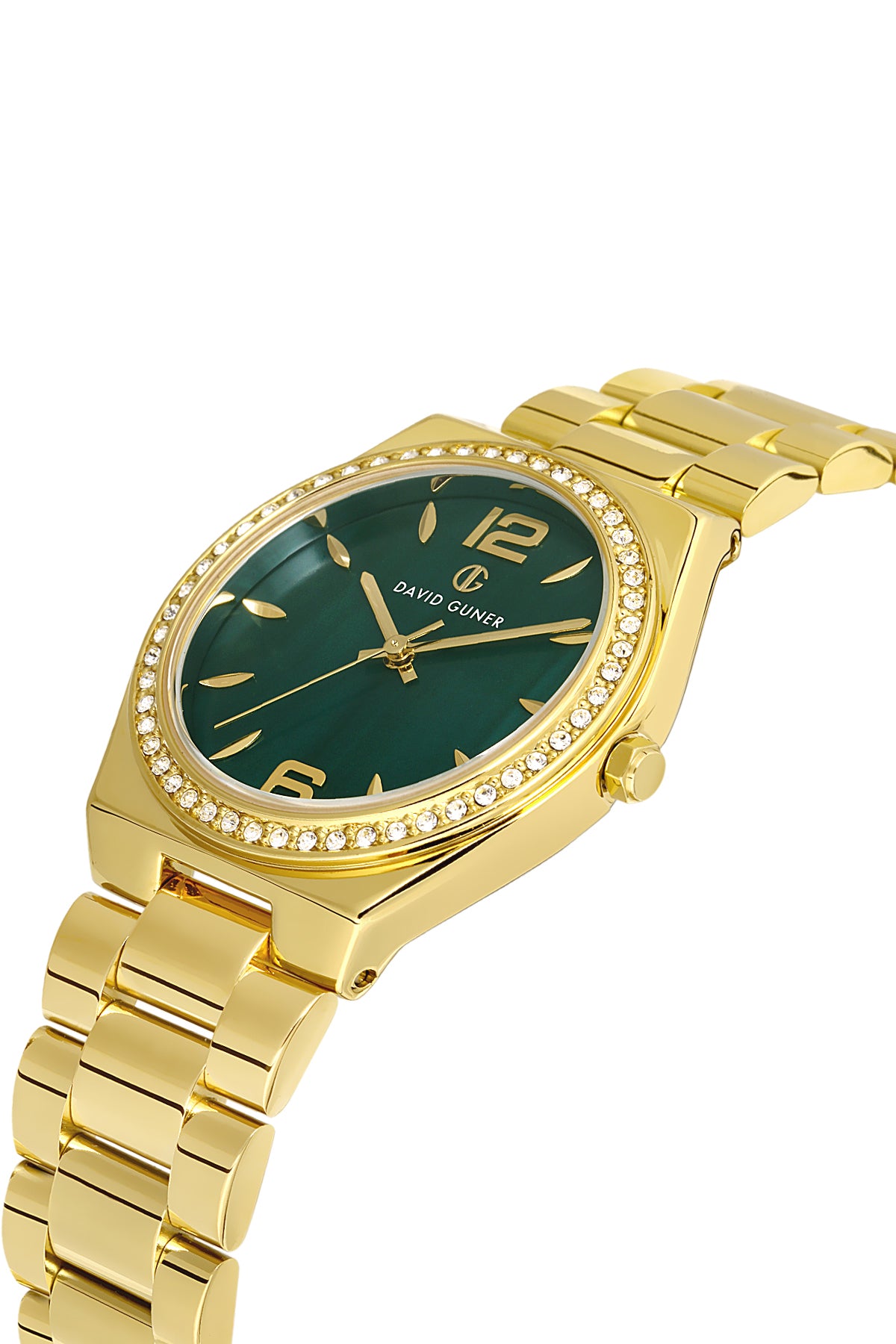 DAVID GUNER Sarı Kaplama Yeşil Kadranlı Düz Paslanmaz Masif Çelik Kadın Kol Saati - DG-8472LA-B10