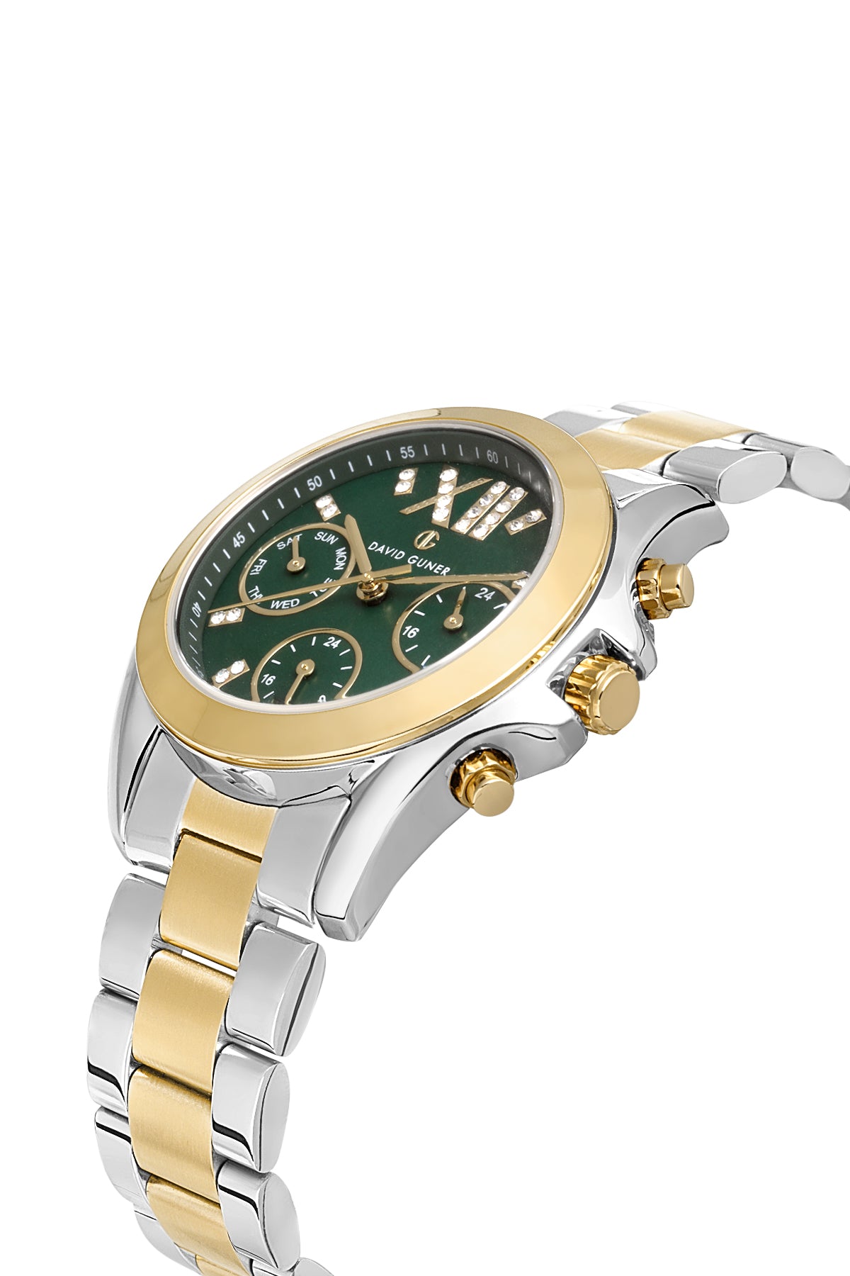 DAVID GUNER Sarı Kaplama Yeşil Kadranlı Paslanmaz Masif Çelik Kadın Kol Saati - DG-8650LA-D10