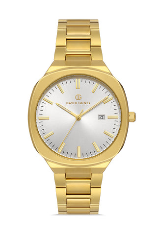 DAVID GUNER SARI KAPLAMALI BEYAZ KADRANLI ERKEK KOL SAATİ - DG-8413GA-B1