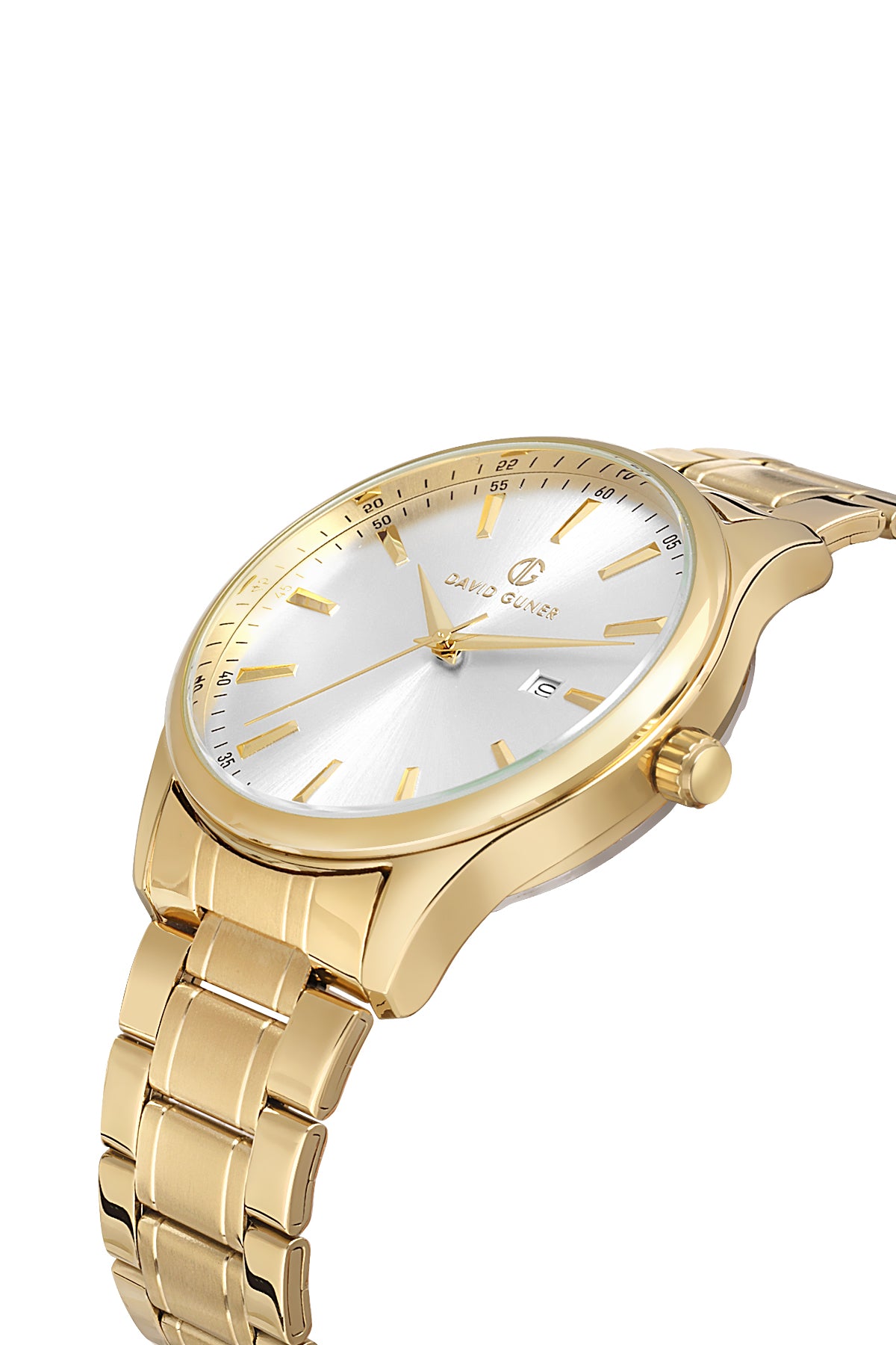 DAVID GUNER SARI KAPLAMALI BEYAZ KADRANLI ERKEK KOL SAATİ - DG-8714GA-B1