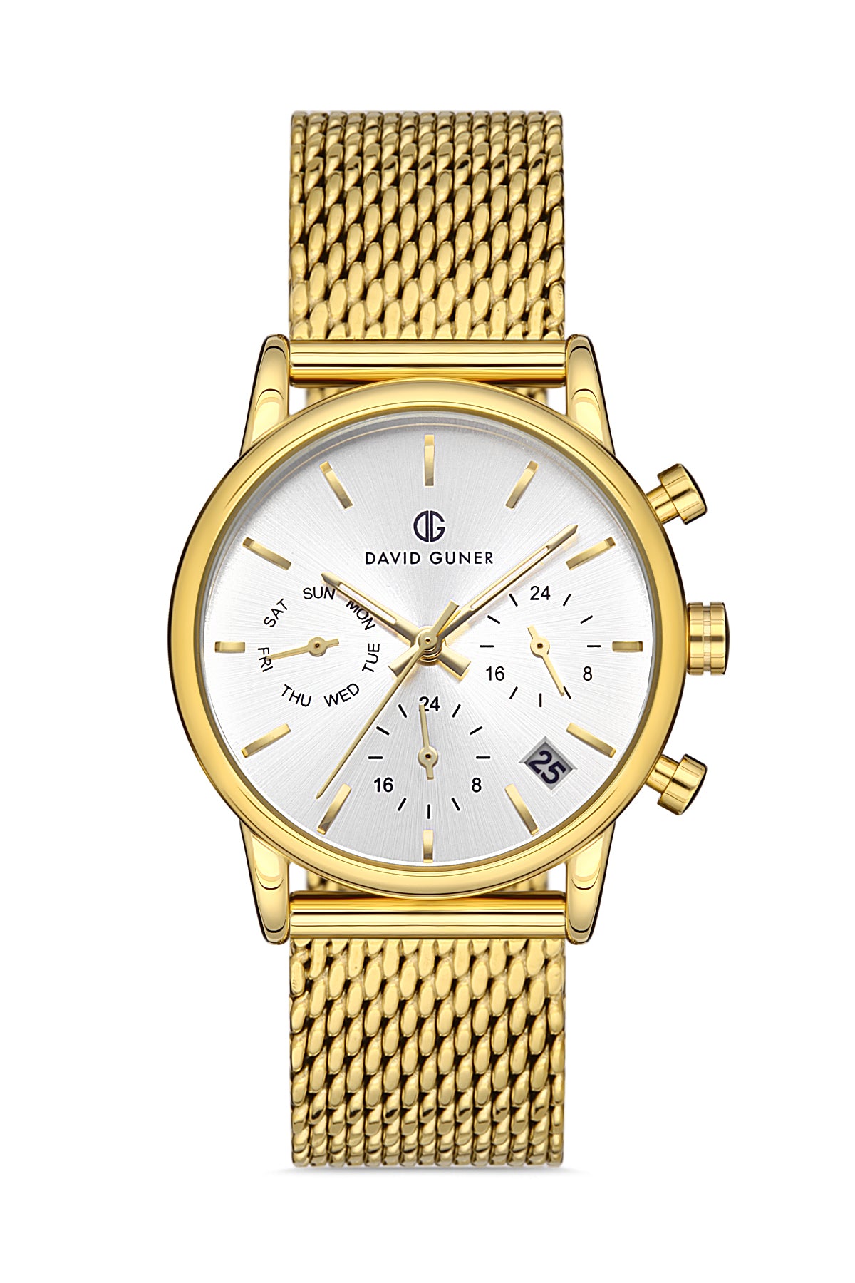 DAVID GUNER SARI KAPLAMALI BEYAZ KADRANLI KADIN KOL SAATİ DG-8322LC-B1