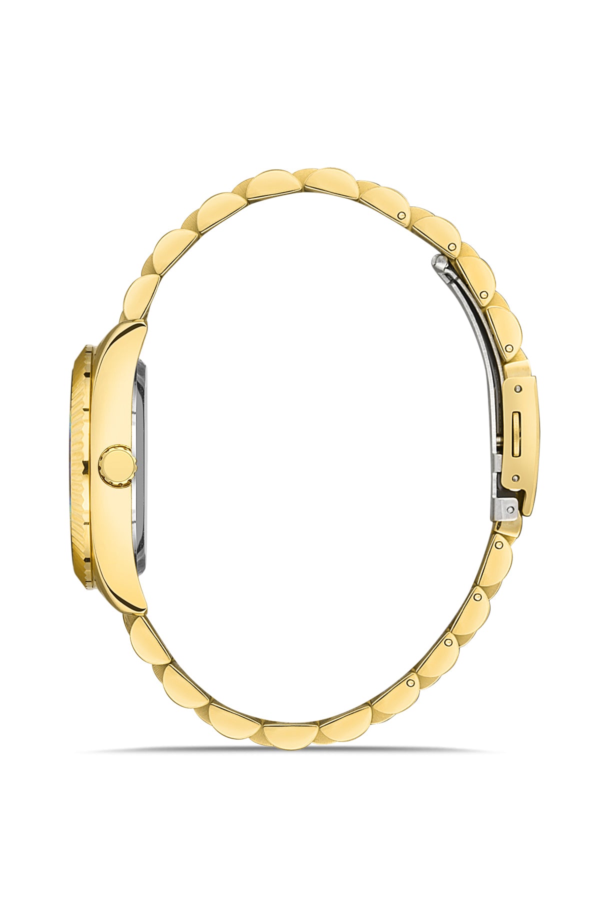 DAVID GUNER SARI KAPLAMALI BEYAZ KADRANLI KADIN KOL SAATİ DG-8381LA-B1