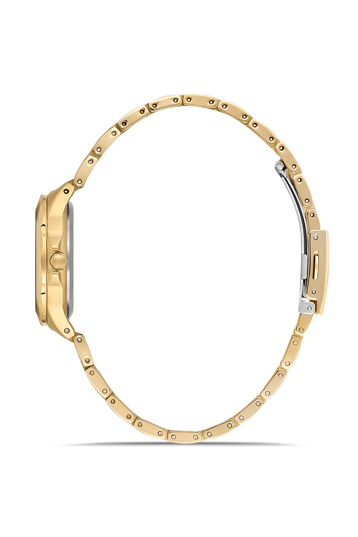 DAVID GUNER Silver Dial Yellow Coated Calendar Women's Watch