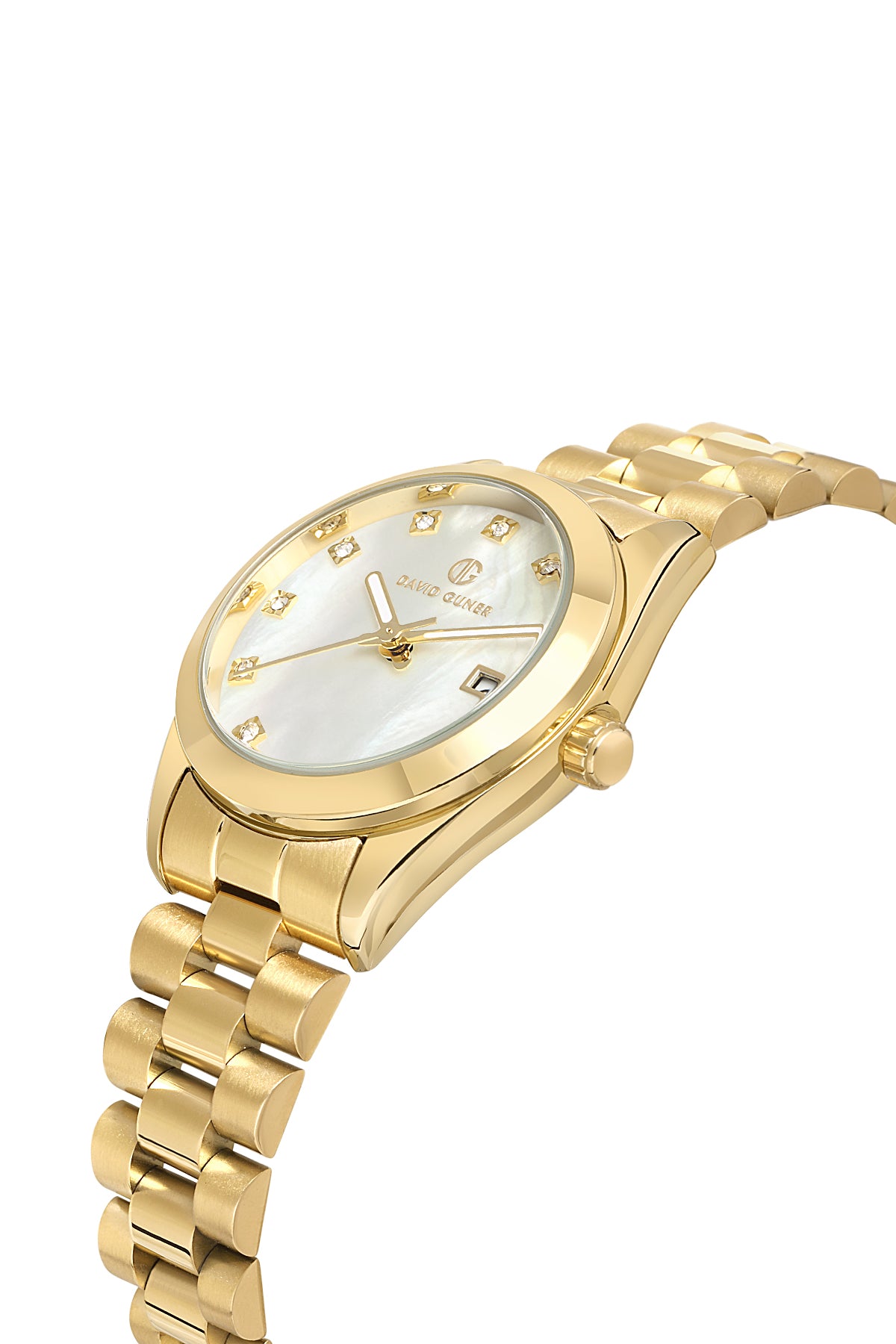 DAVID GUNER Silver Dial Yellow Coated Women's Watch