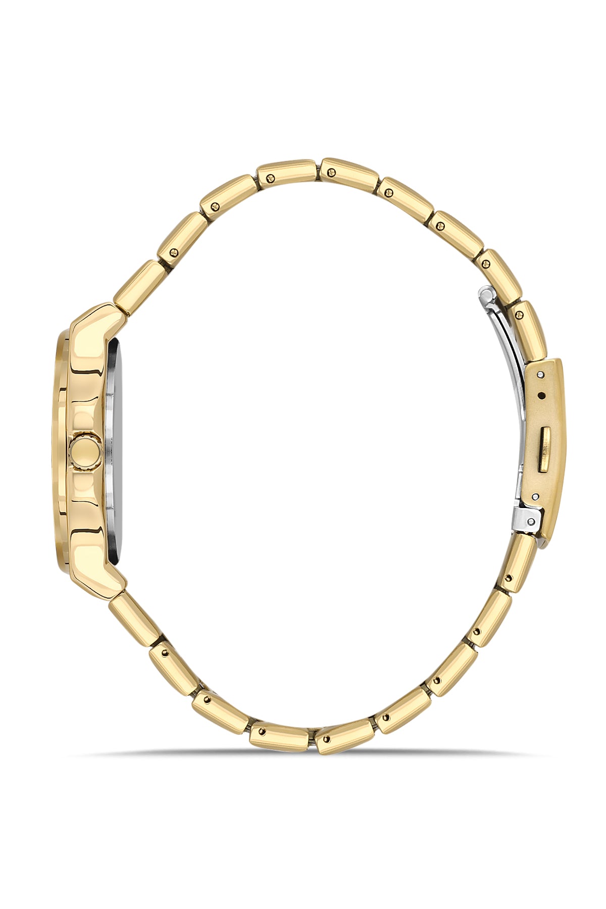 DAVID GUNER Silver Dial Yellow Coated Stone Women's Watch