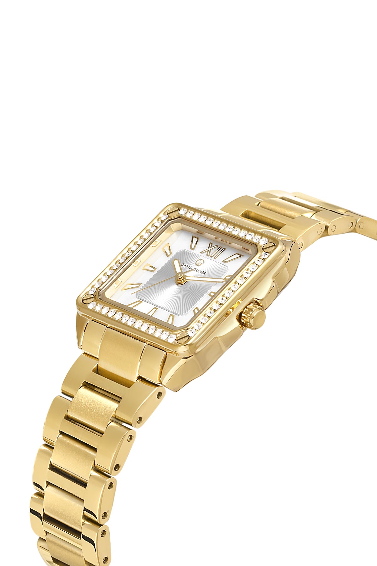 DAVID GUNER Gümüş Kadranlı Sarı Kaplamalı Taşlı Kadın Kol Saati - DG-8669LA-B1