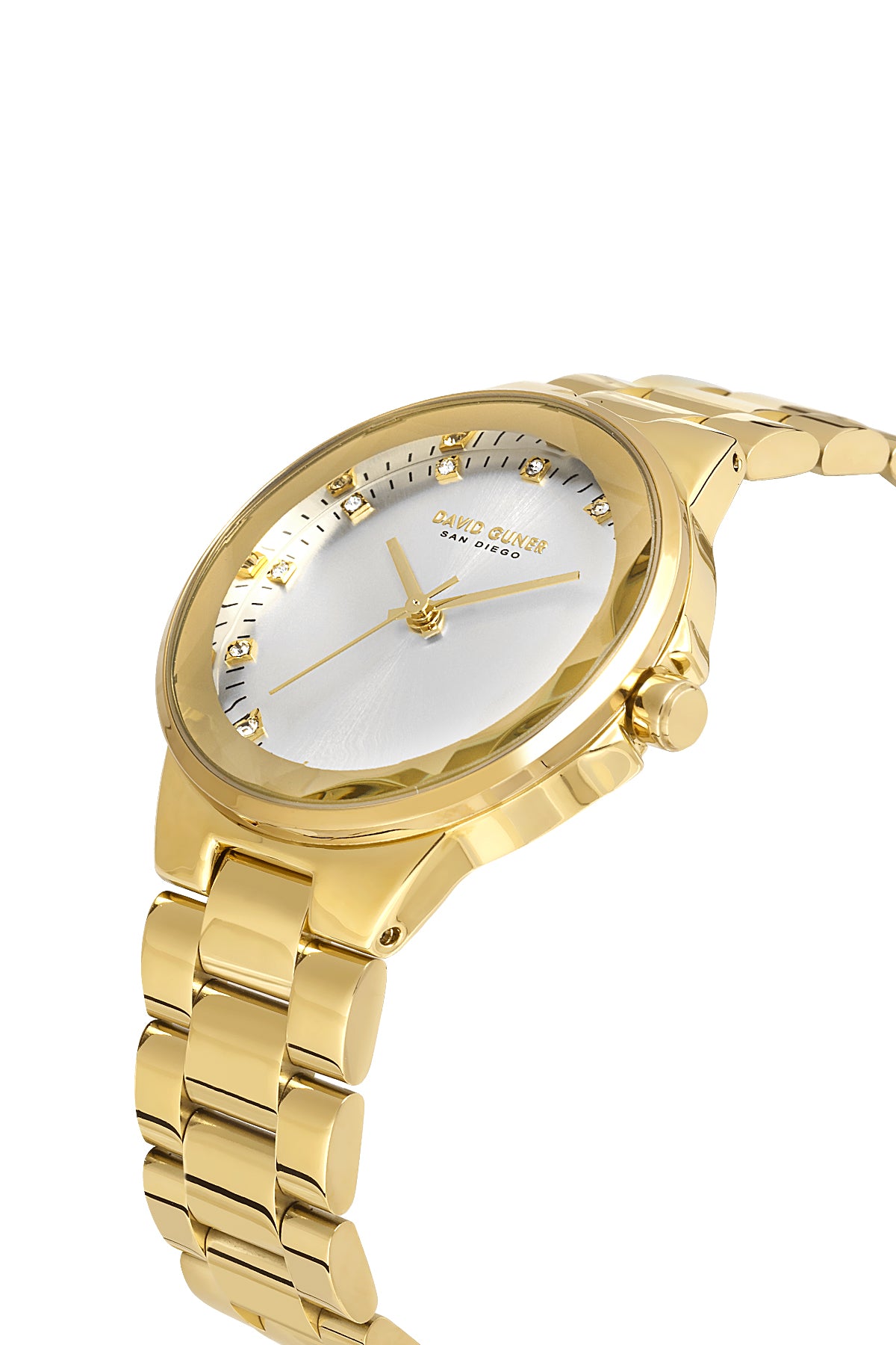 DAVID GUNER SARI KAPLAMALI BEYAZ KADRANLI KADIN KOL SAATİ DG-8909LA-B1