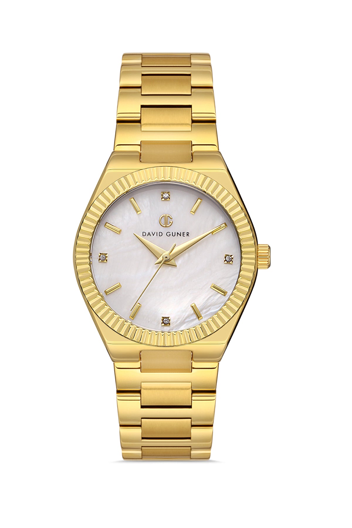 DAVID GUNER Yellow Coated Silver Dial Women's Watch