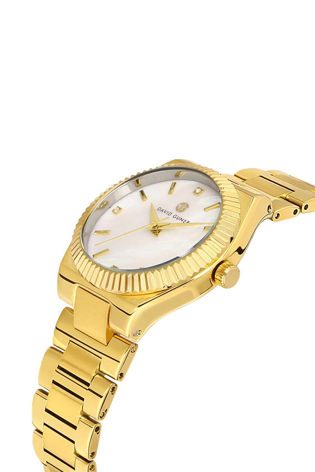 DAVID GUNER Yellow Coated Silver Dial Women's Watch