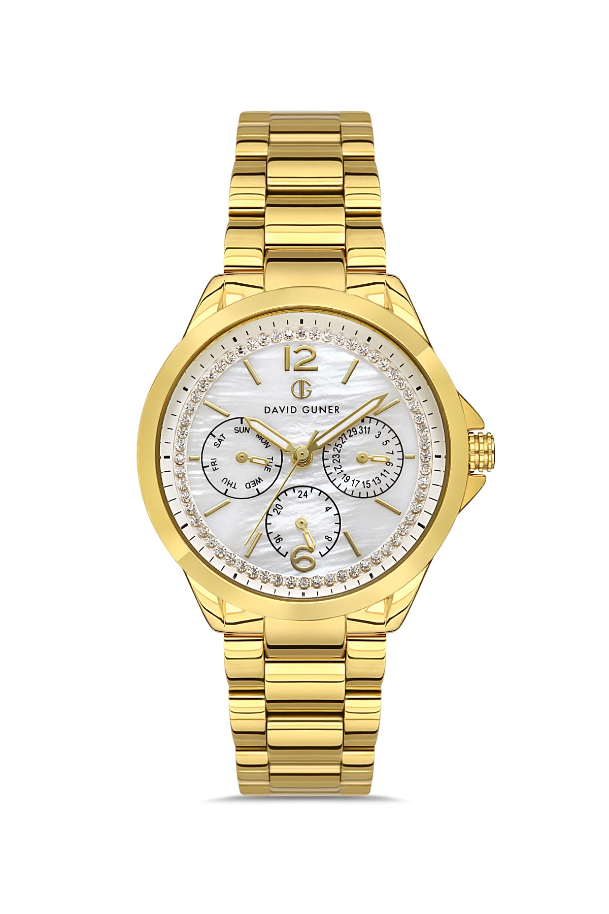 DAVID GUNER Yellow Coated Silver Dial Women's Watch