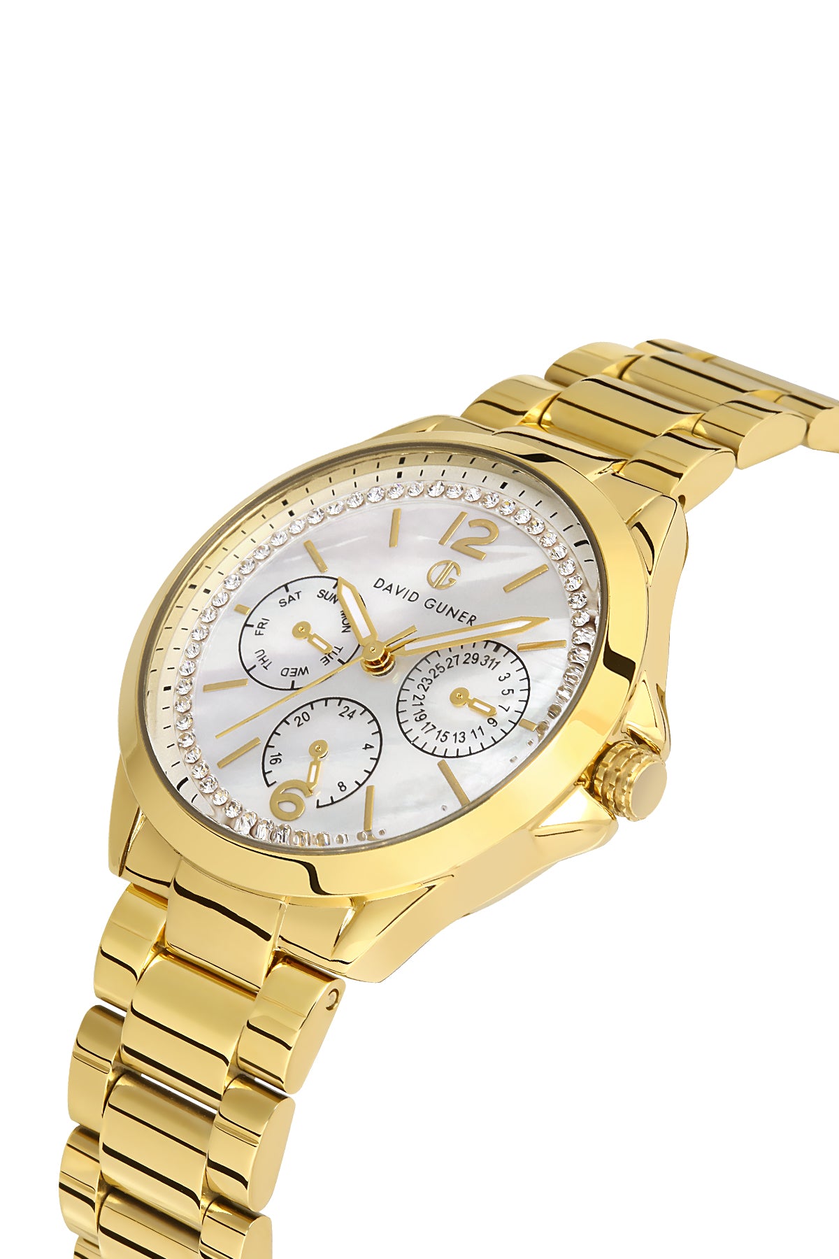 DAVID GUNER Yellow Coated Silver Dial Women's Watch