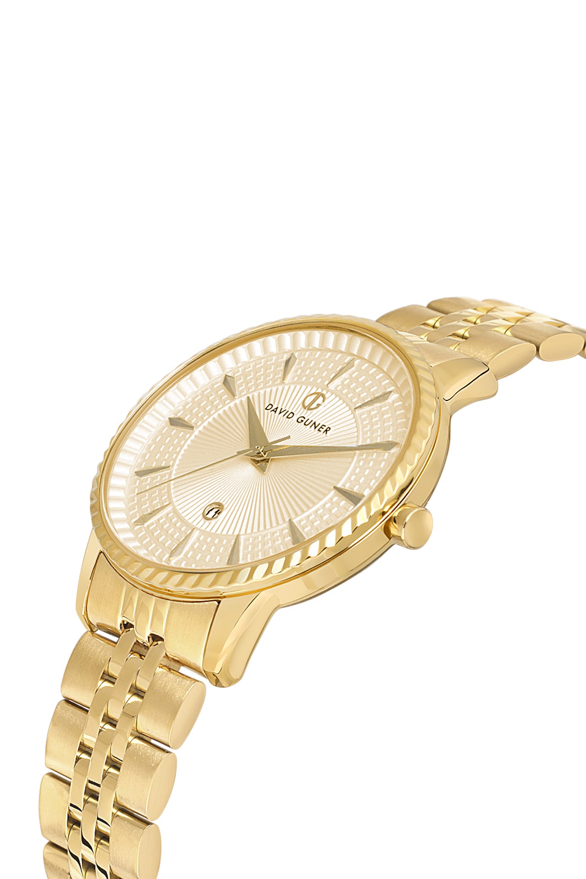 DAVID GUNER Takvimli Sarı Kaplamalı Sarı Kadranlı Kadın Kol Saati - DG-8680LA-B4