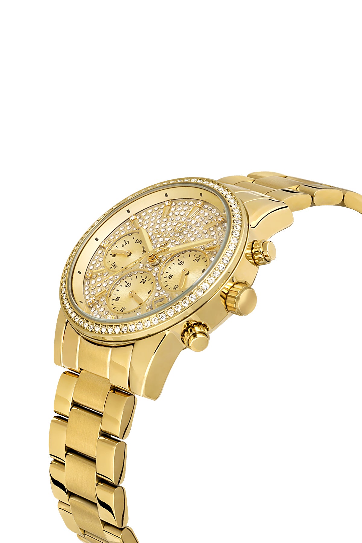 DAVID GUNER Sarı Kadranlı Sarı Kaplama Paslanmaz Masif Çelik Kordonlu Multi Fonksiyonlu Kadın Kol Saati