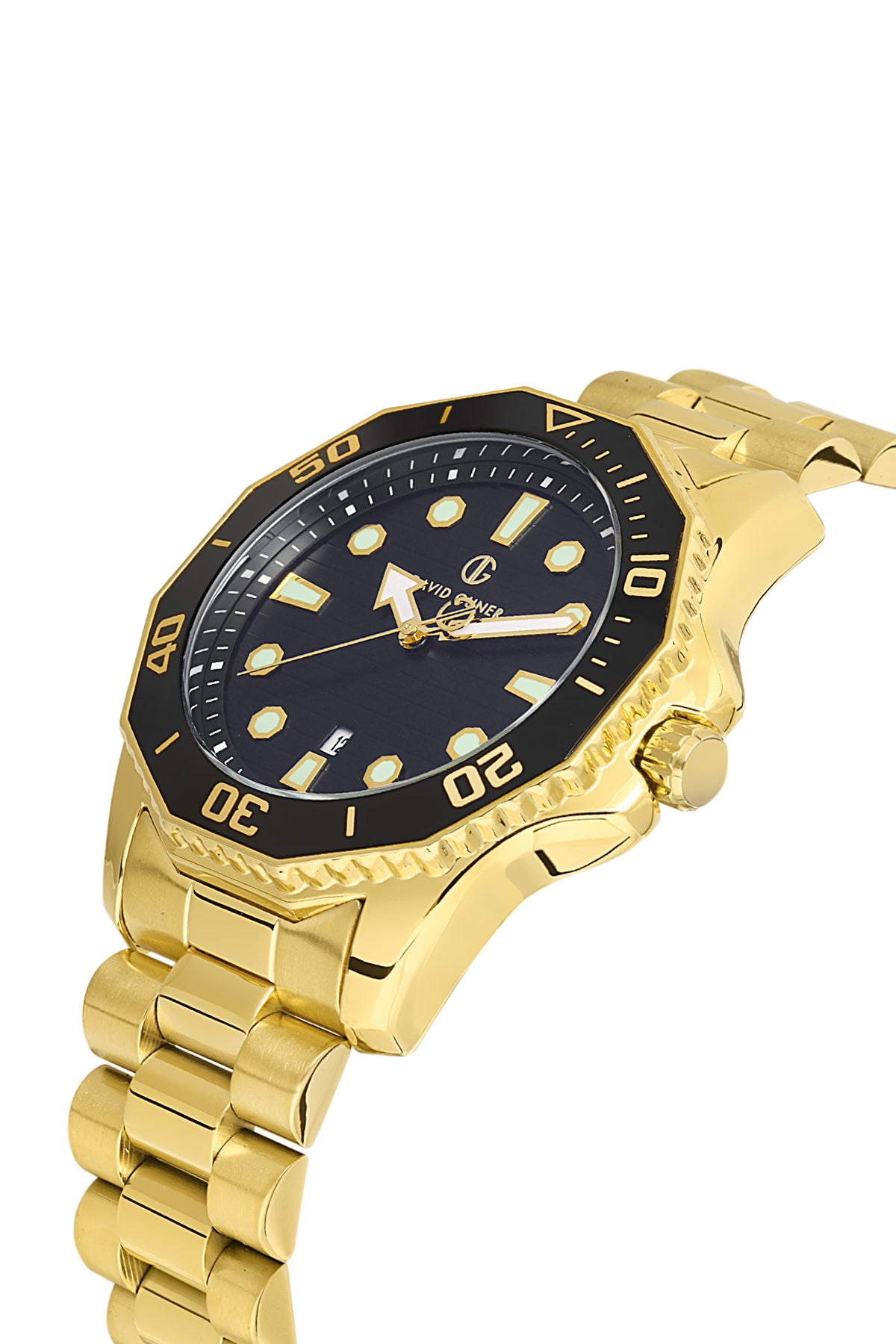 DAVID GUNER SARI KAPLAMALI SİYAH KADRANLI ERKEK KOL SAATİ - DG-8394GA-B2