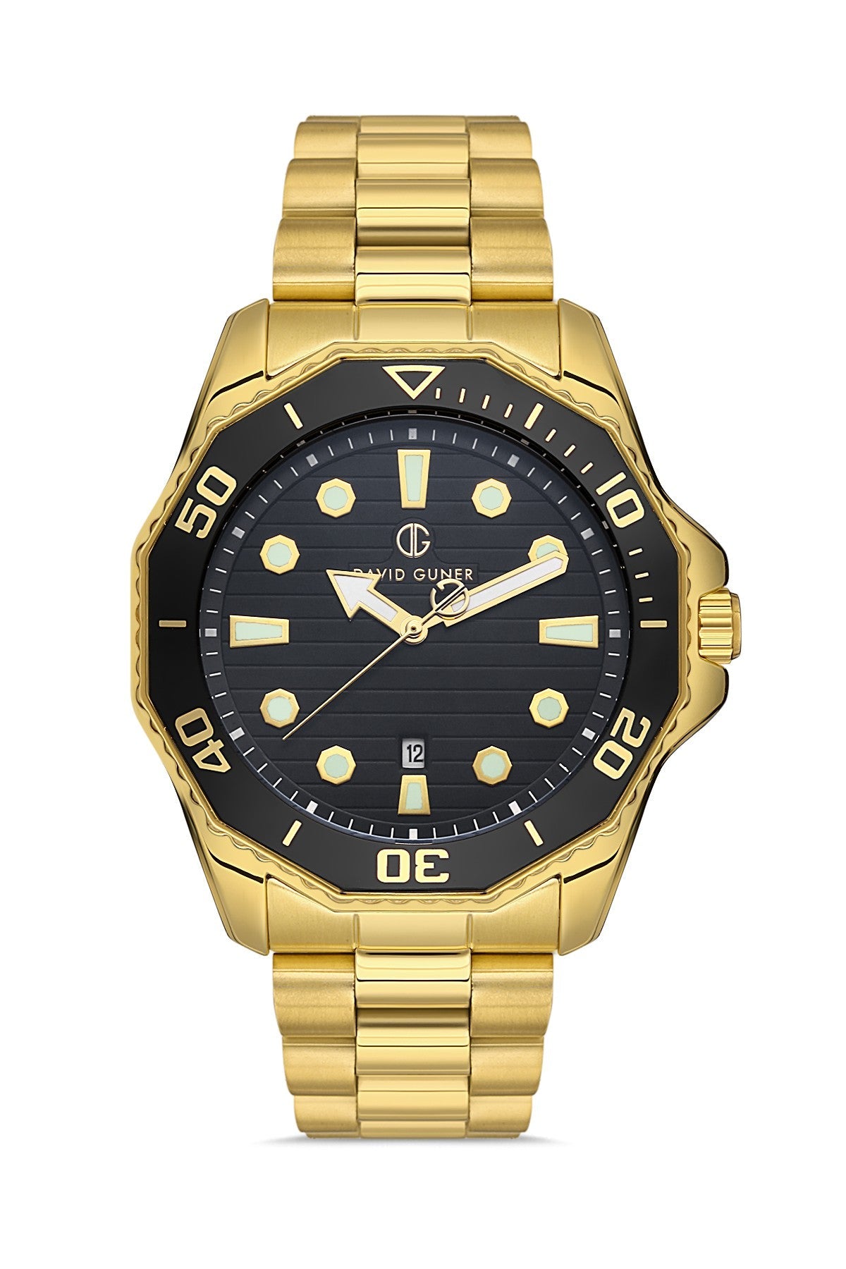 DAVID GUNER SARI KAPLAMALI SİYAH KADRANLI ERKEK KOL SAATİ - DG-8394GA-B2