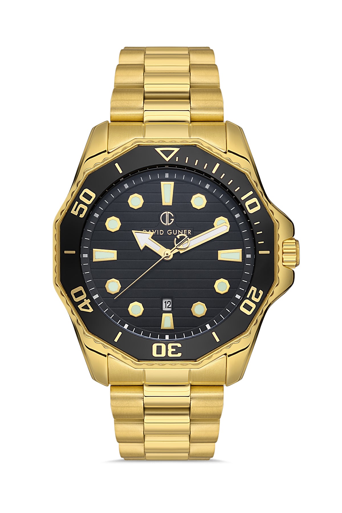 DAVID GUNER SARI KAPLAMALI SİYAH KADRANLI ERKEK KOL SAATİ - DG-8394GA-B2