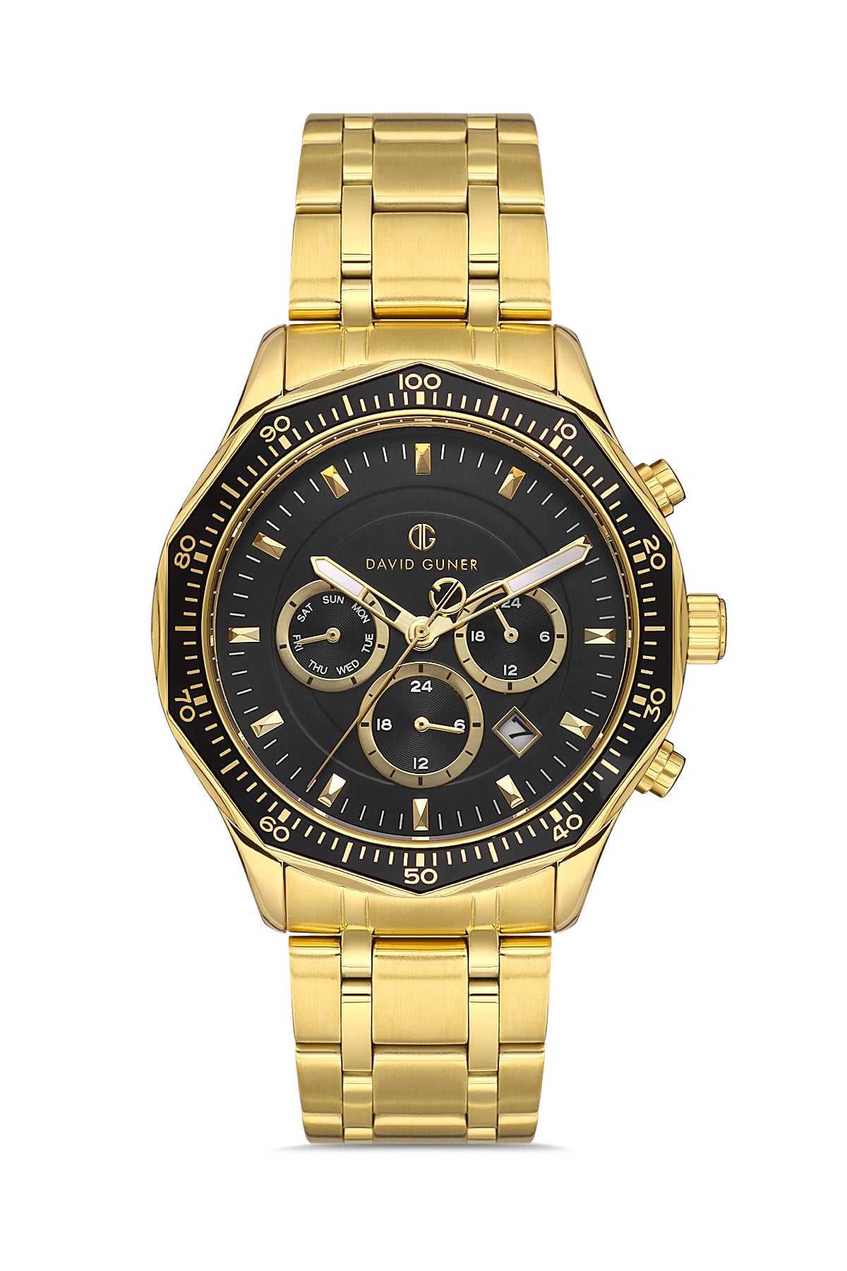 DAVID GUNER SARI KAPLAMALI SİYAH KADRANLI ERKEK KOL SAATİ DG-8419GA-B2